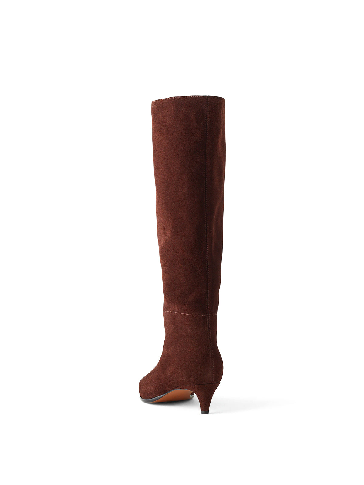 Mahogany Faux Suede Pointed-Toe Simple Knee High Boots