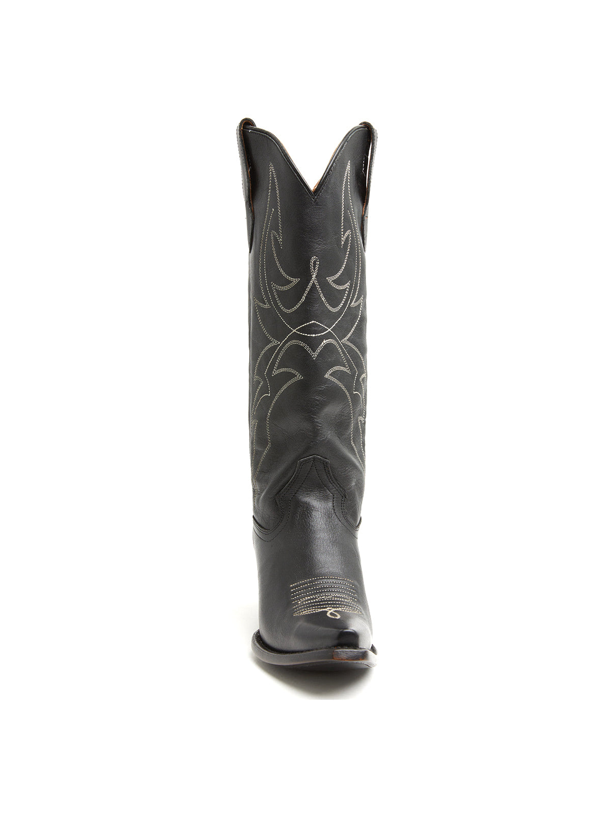 Black Snip-Toe Embroidery Classic Wide Calf Knee High Cowgirl Boots