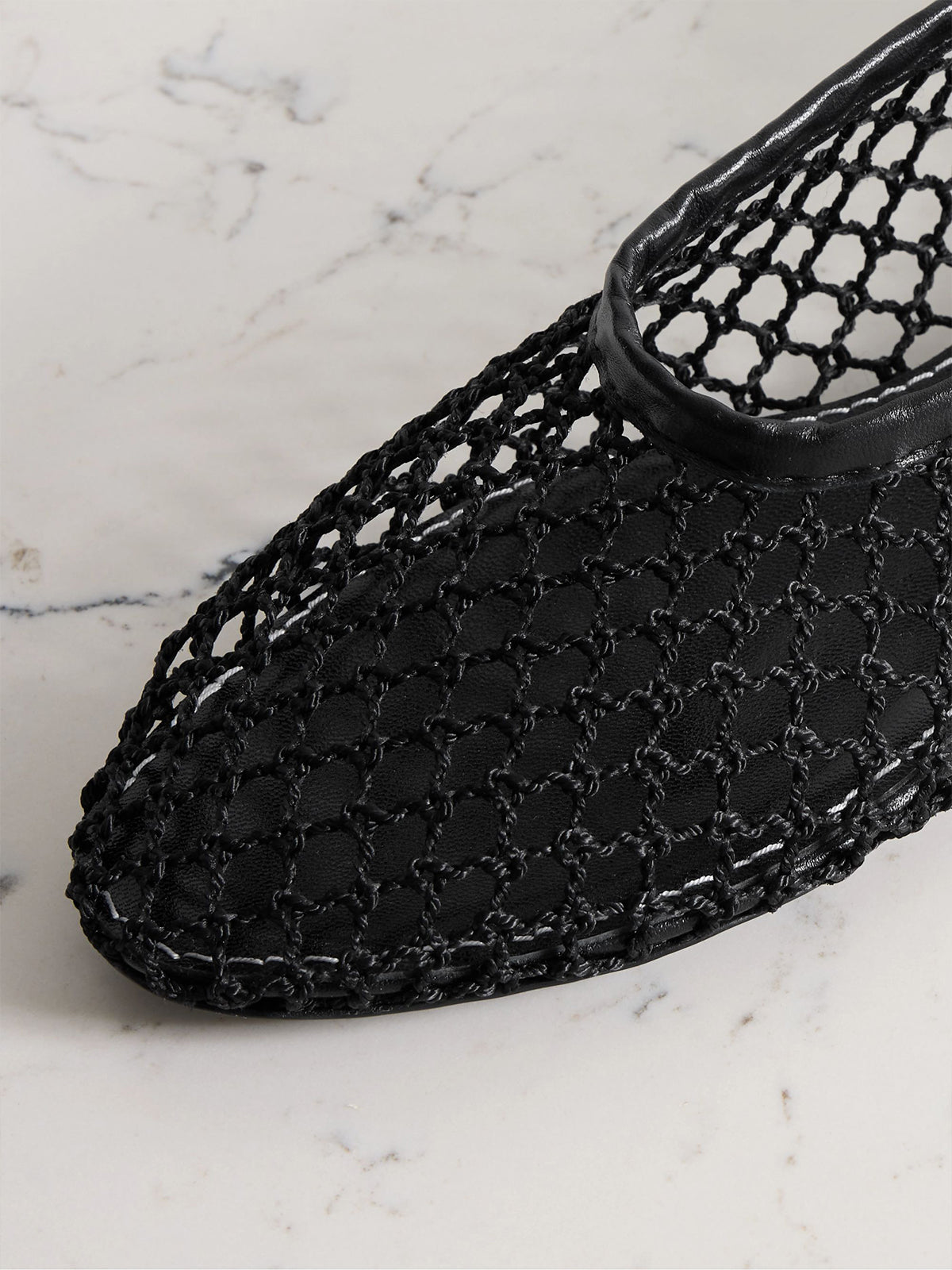 Black Mesh Round-Toe Slip-On Ballet Stylish Flats
