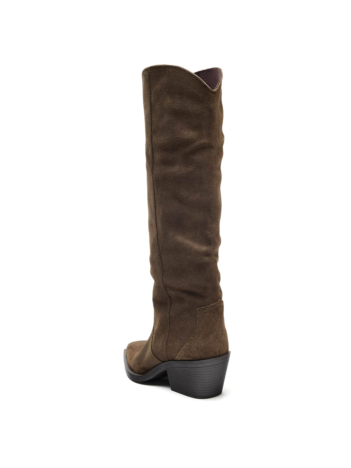 Green Faux Suede Pointed-Toe Sleek Wide Calf Chic Knee High Cowgirl Boots