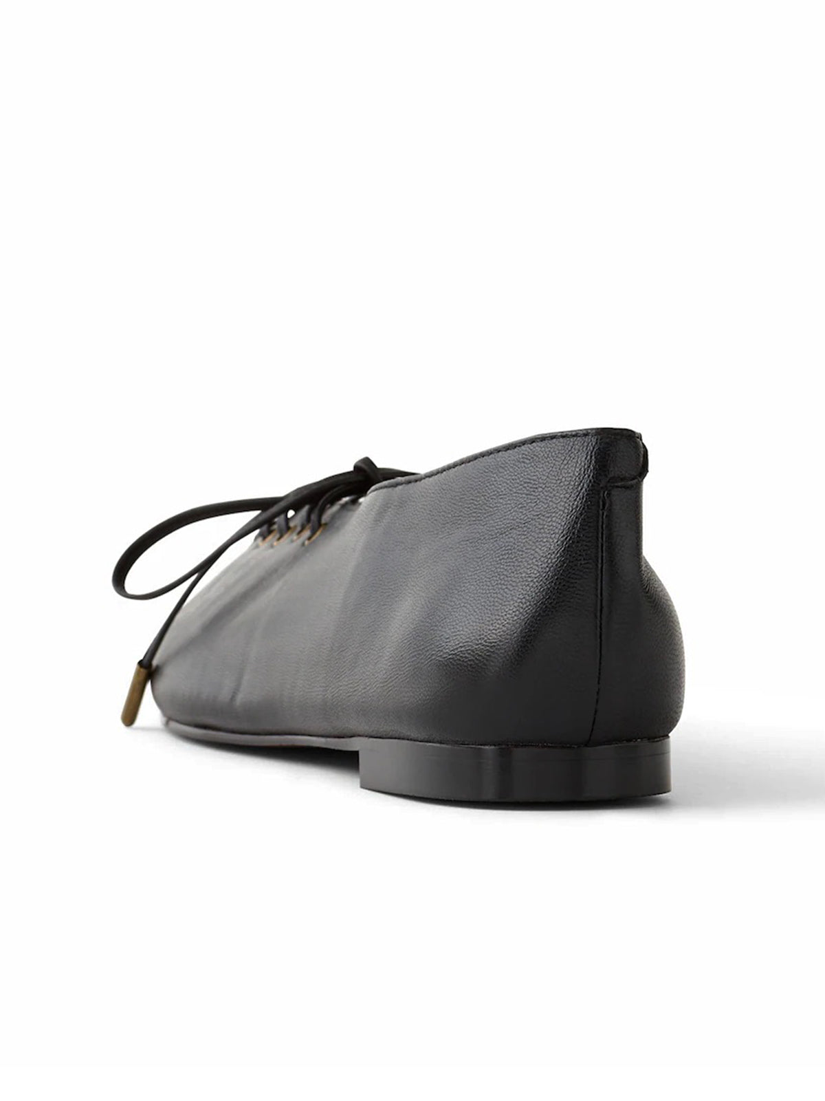 Black Square-Toe Chic Lace-Up Slip-On Flats