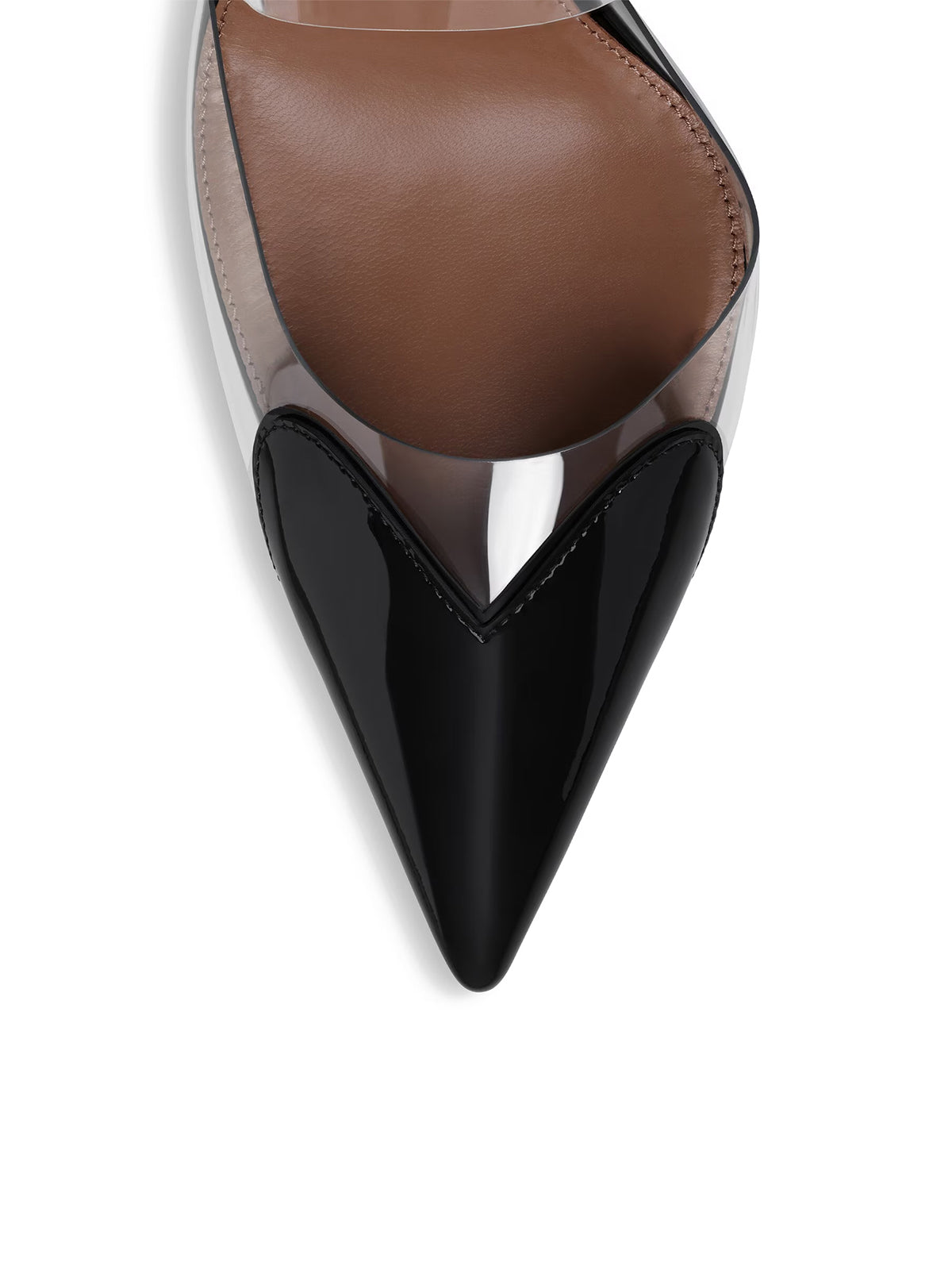 Patent Black And TPU Transparent Film Pointed-Toe Slip-On High Heels