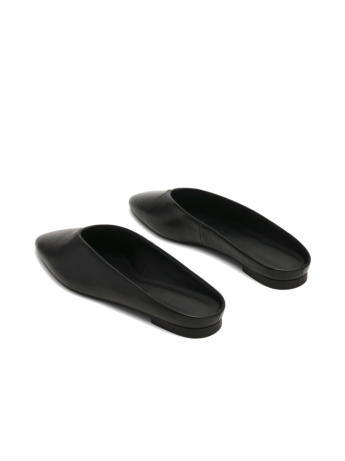 Black Almond-Toe Slip-On Simple Backless Flats