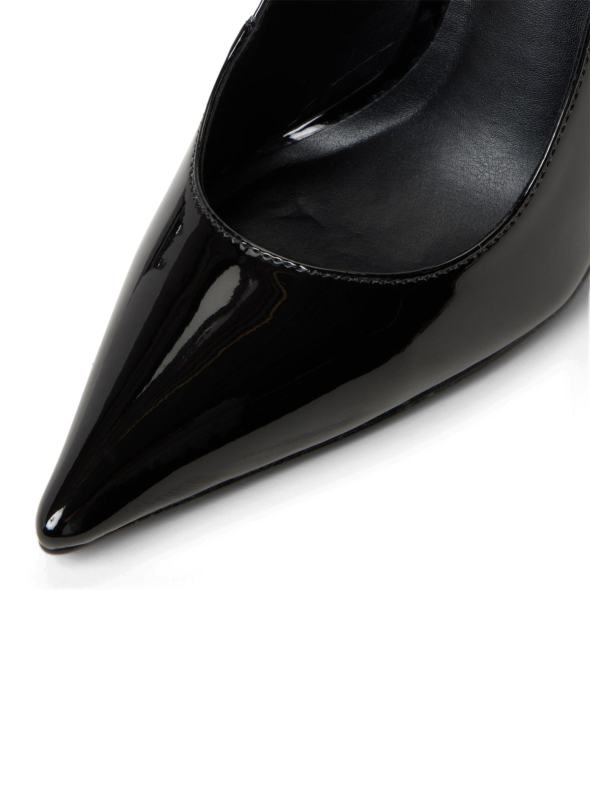 Patent Black Pointed-Toe Classic Buckle Slingback High Heels