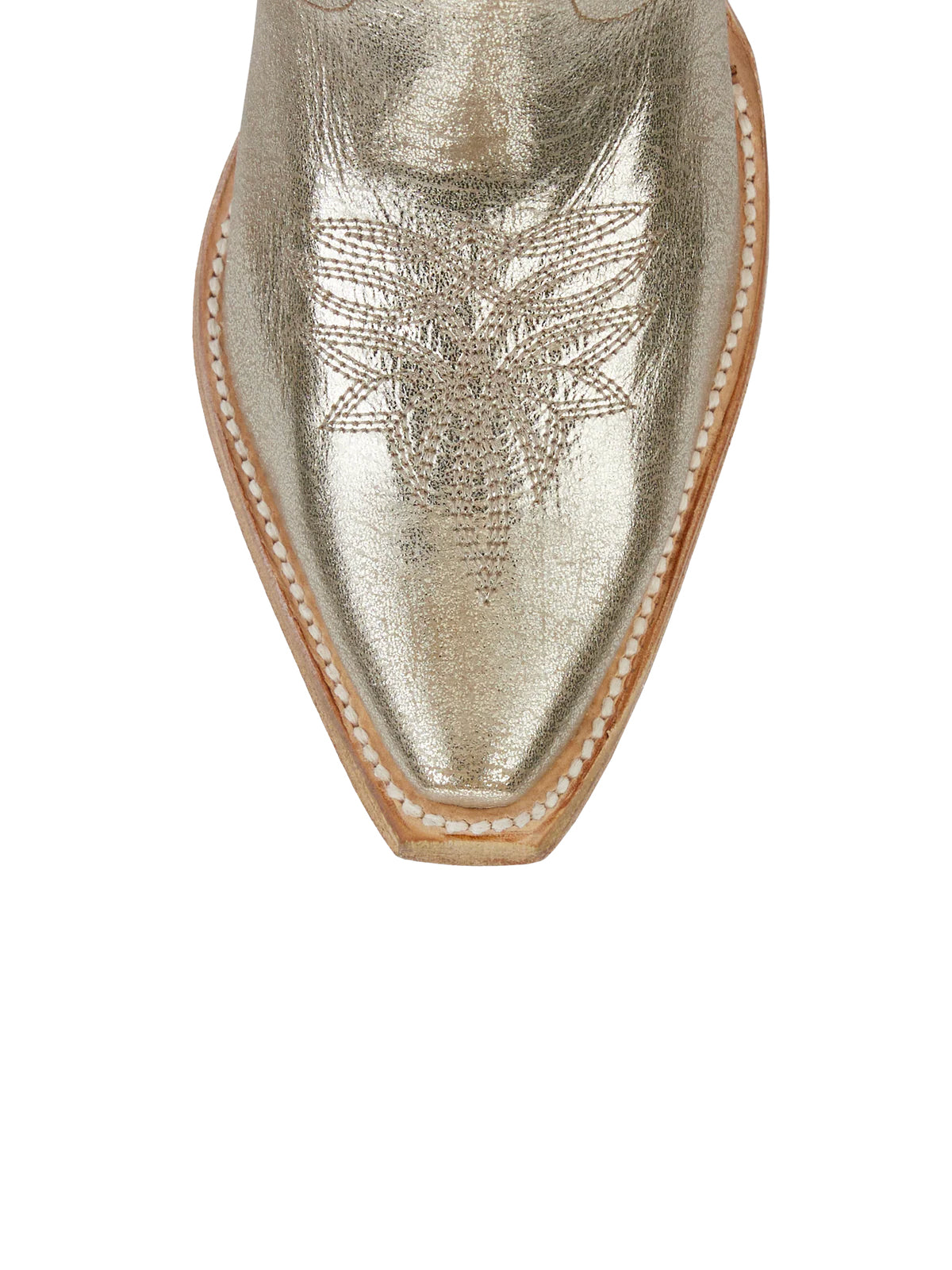 Western Snip-Toe Embroidery Classic Knee High Half-Zip Cowgirl Boots - Metallic Champagne