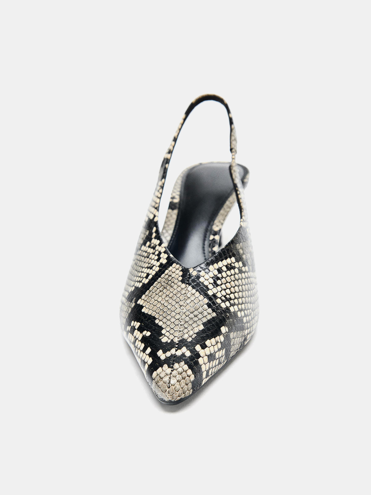 Snakeskin Print Pointed-Toe Slingback Slip-On Kitten Heels