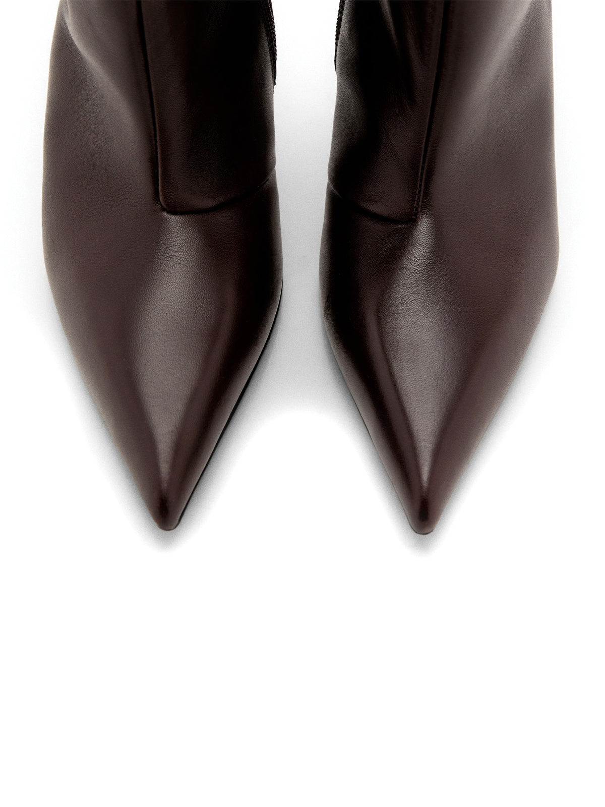 Burgundy Pointed-Toe Simple Half-Zip Over-The-Knee Stiletto Boots