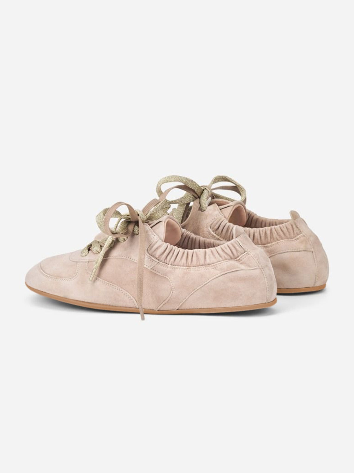 Pink Cow Suede Round-Toe Lace-Up Chic Flats Sneakers