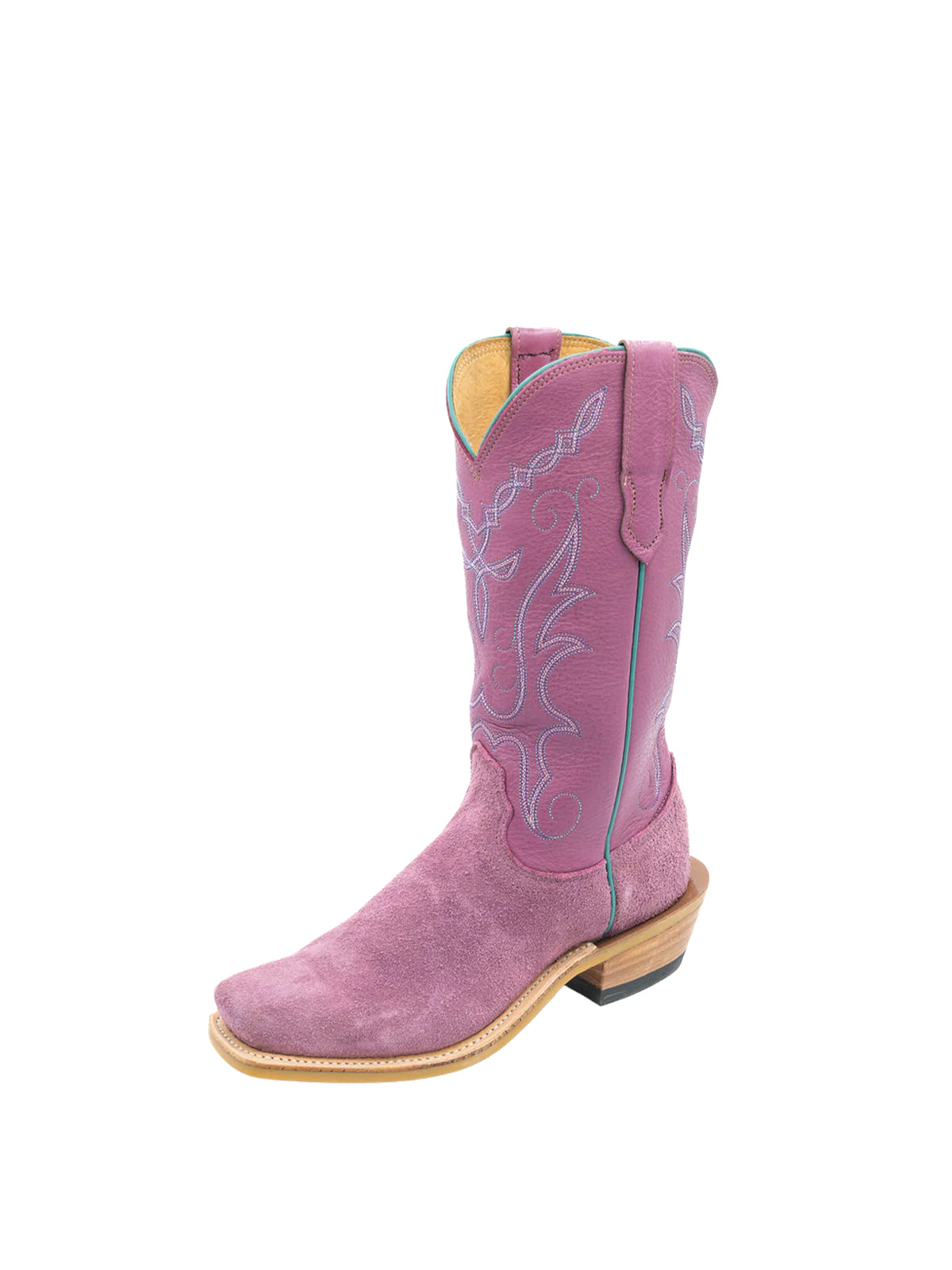 Lilac Square-Toe Classic Embroidery Mid Calf Cowgirl Boots