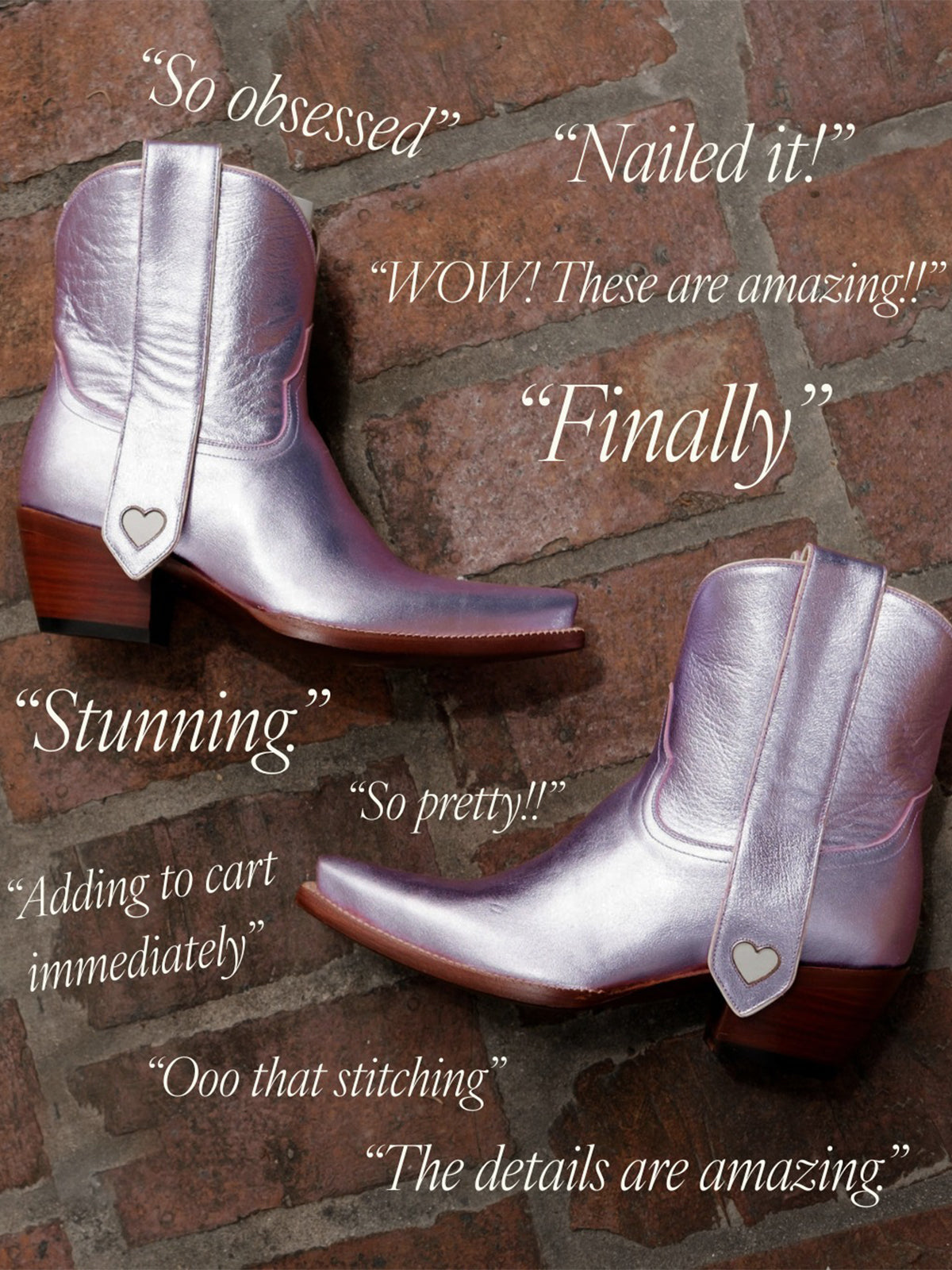 Metallic Pink Snip-Toe Long Ear Pull  With Heart Inlay Ankle Boots