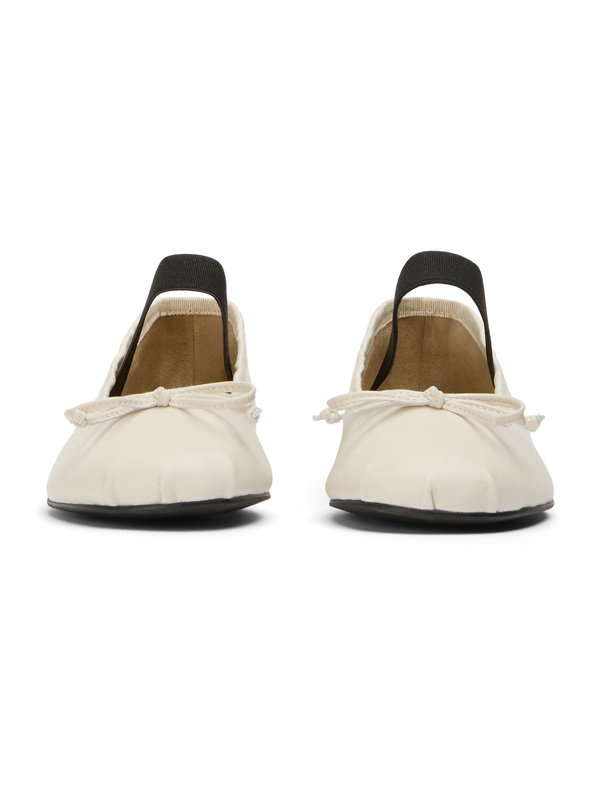 Ivory Round-Toe Front Bow Mary Jane Stylish Ballet Flats
