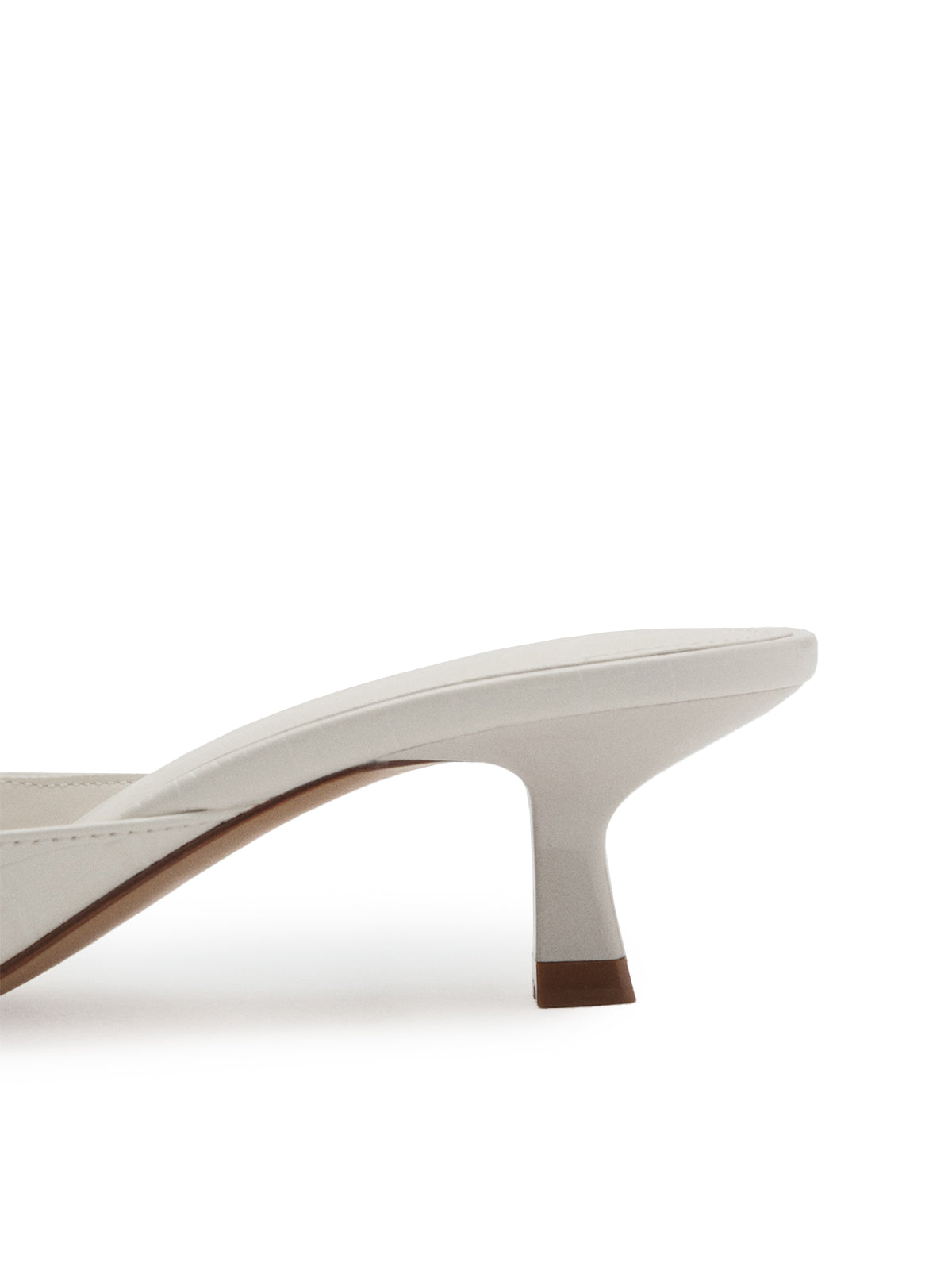 White Crocodile Print Square-Toe Classic Kitten Heels