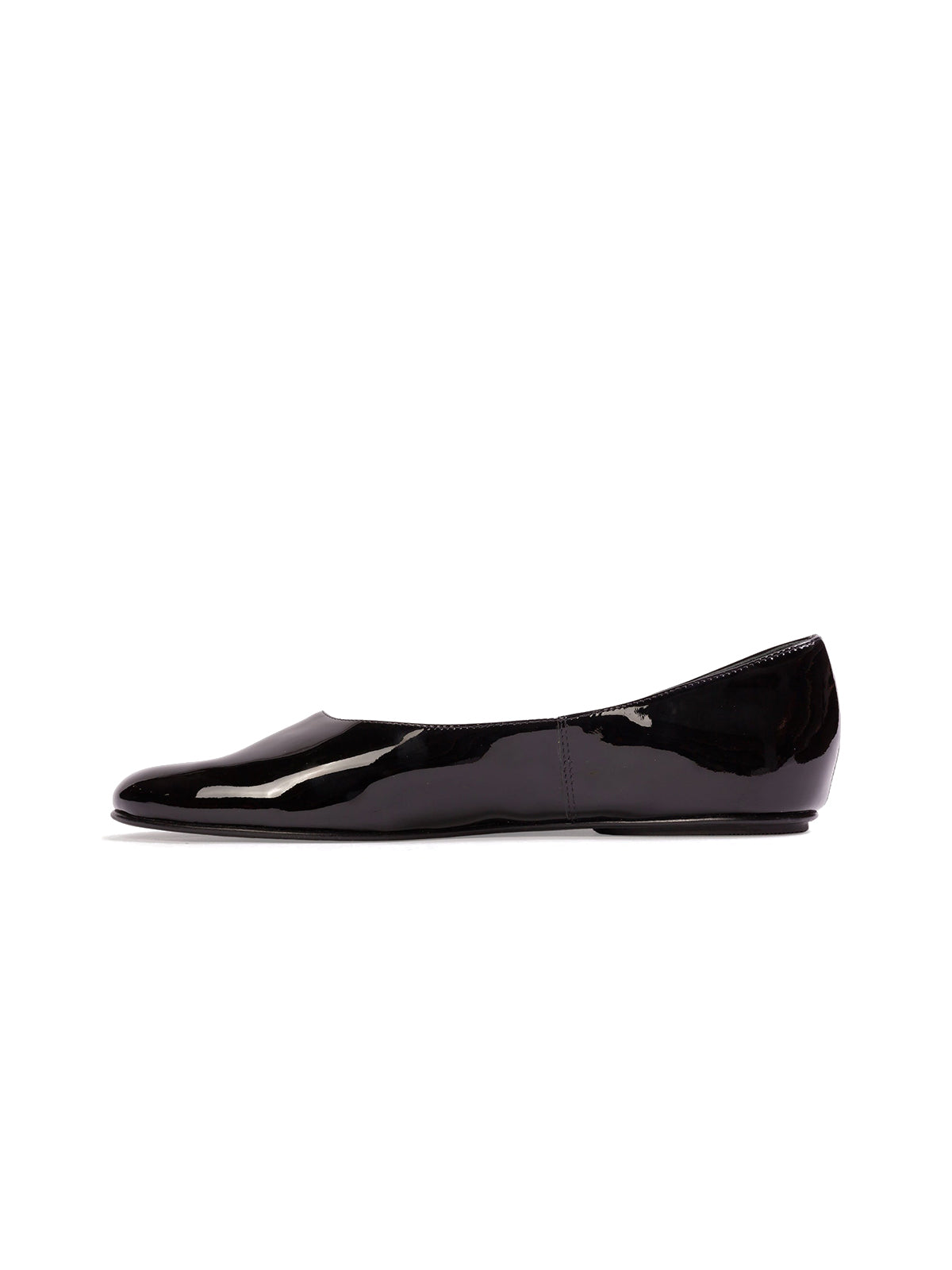 Patent Black Round-Toe Slip-On Ballet Flats