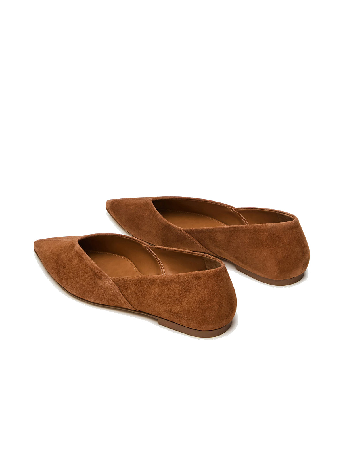 Brown Faux Suede Pointed-Toe Slip-On Simple Chic Flats