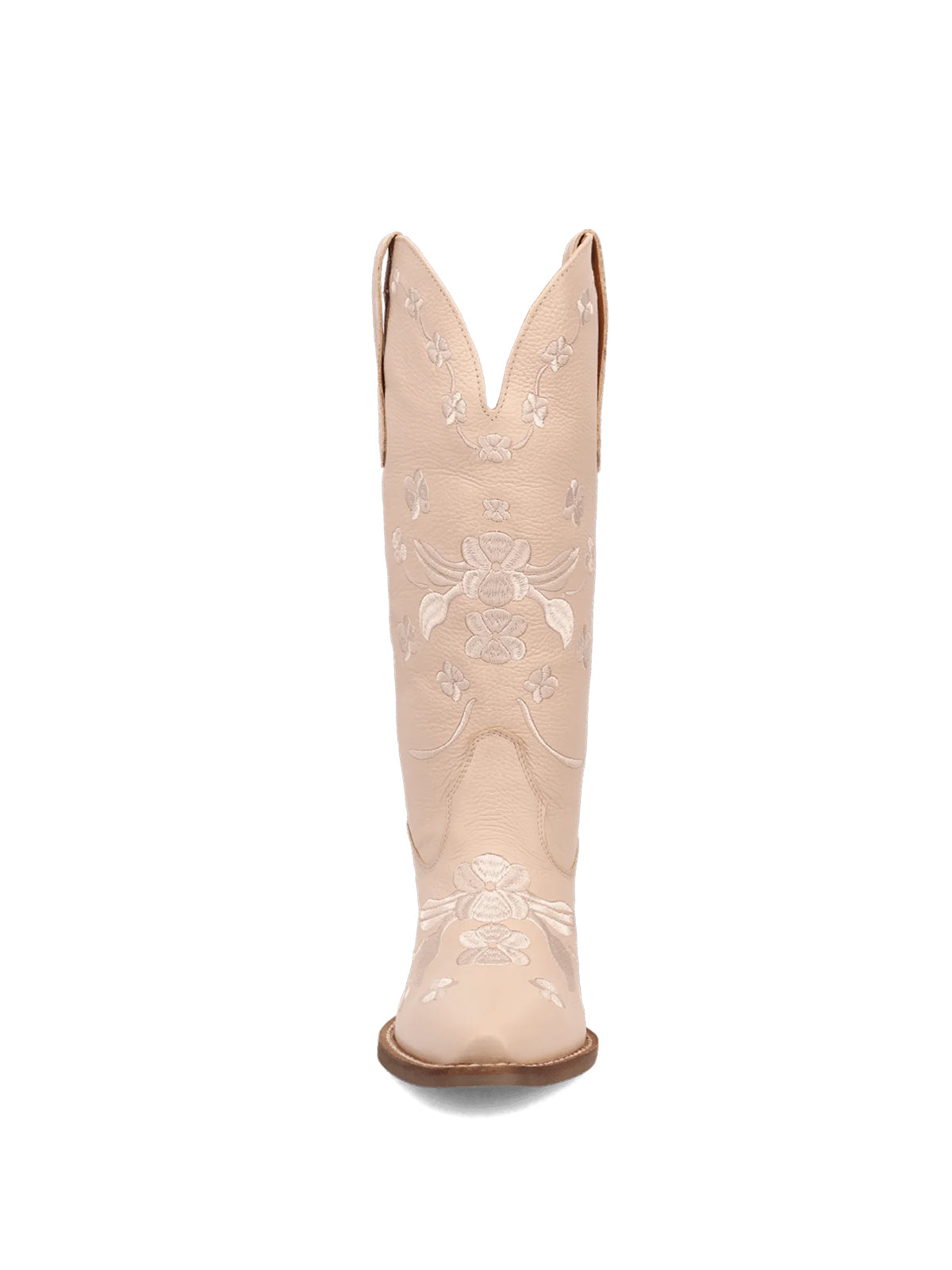 Flowers Embroidery Snip-Toe Mid Calf Cowgirl Boots - Sand