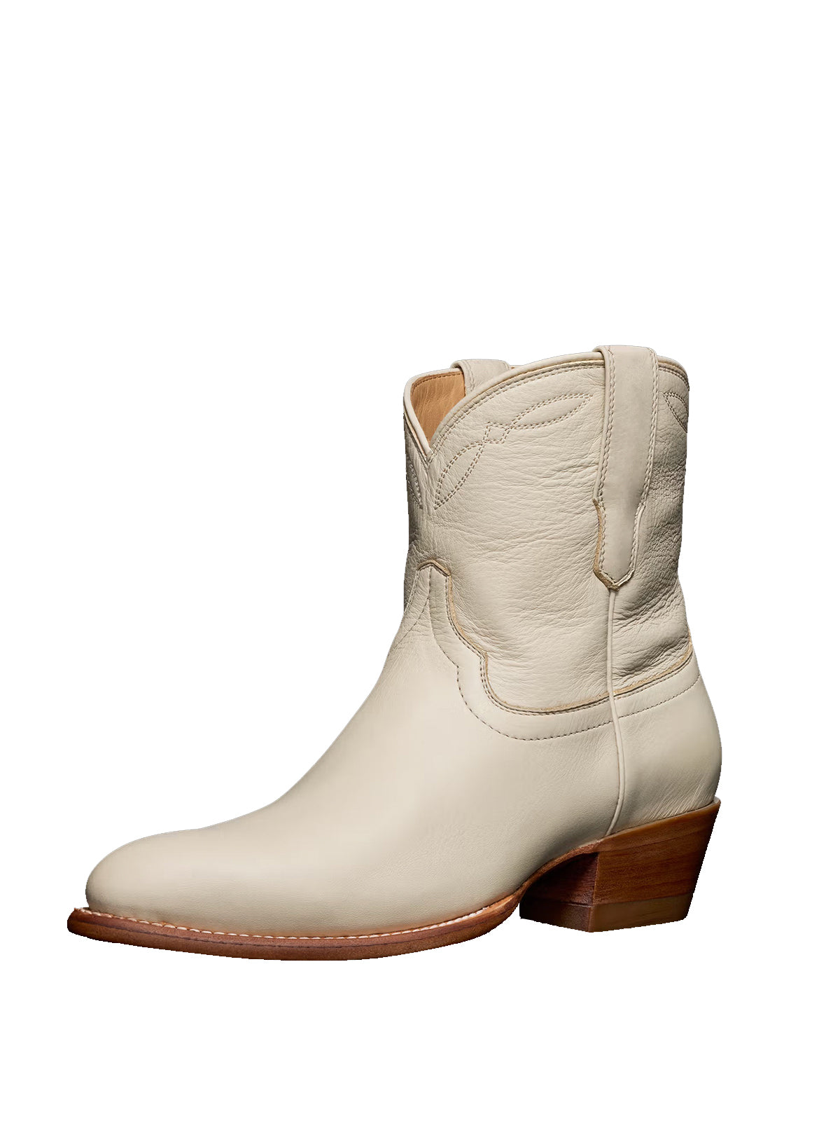 Ivory Round-Toe Classic Ankle Cowgirl Booties