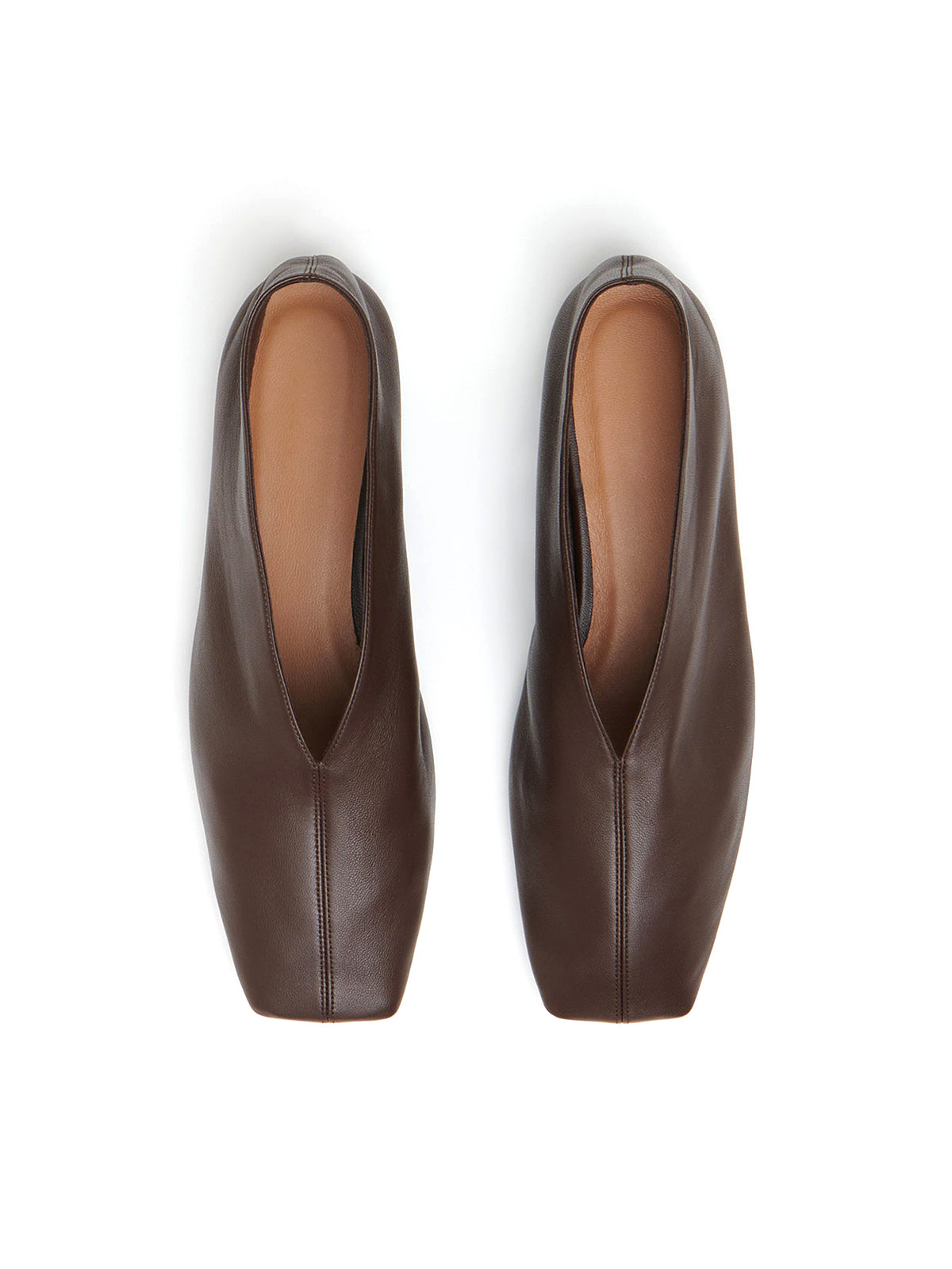 Chocolate Square-Toe V-Cut Vamp Simple Flats