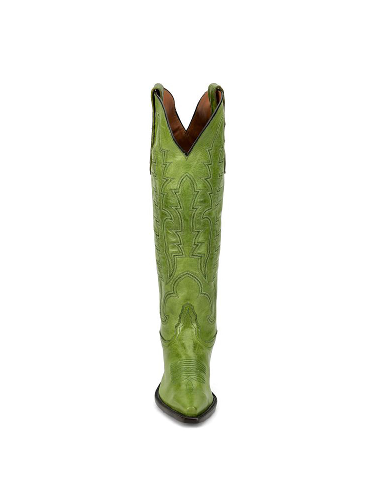 Metallic Green Snip-Toe Single Row Stitch Knee High Cowgirl Boots