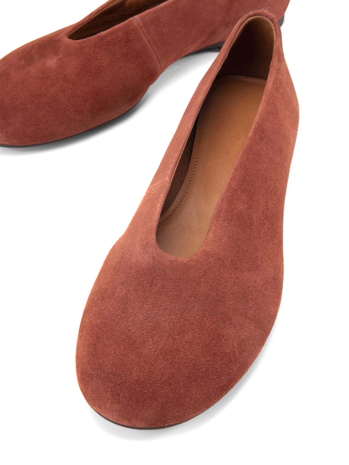 Dark Red Faux Suede Round-Toe Stylish Ballet Simple Flats