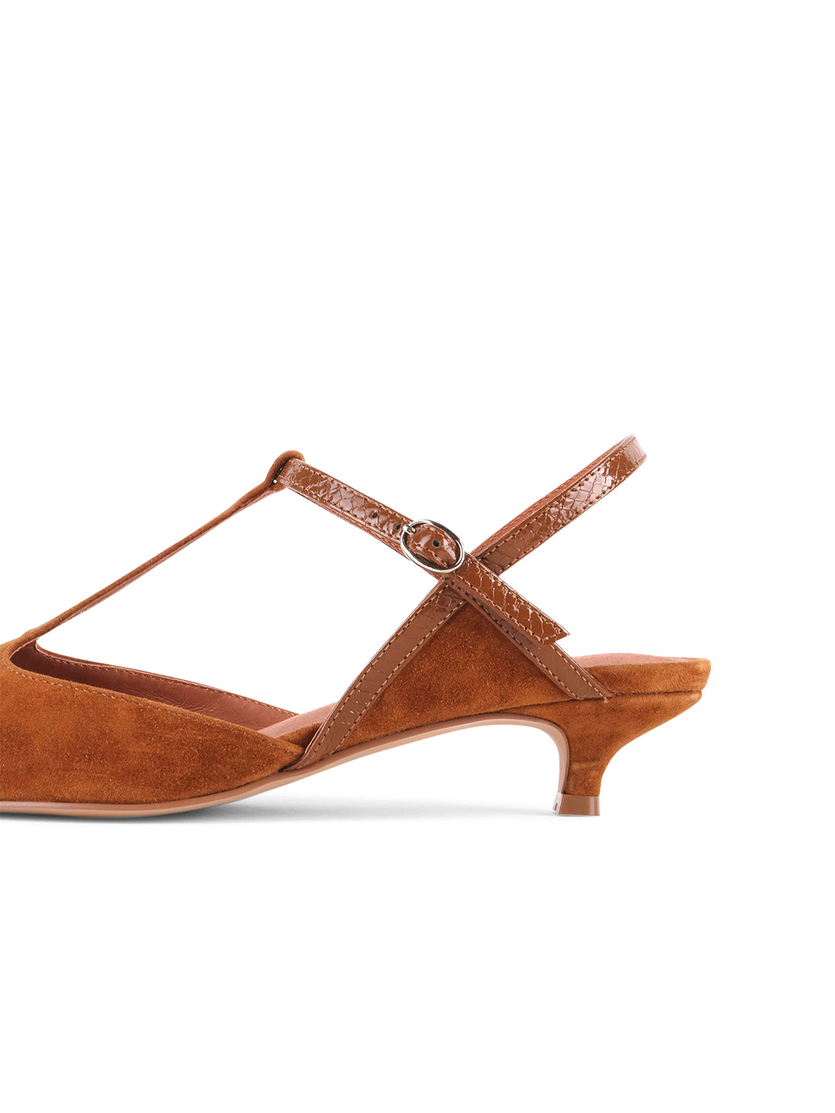Burgundy Faux Suede Pointed-Toe Buckle Ankle Strap Chic Kitten Heels