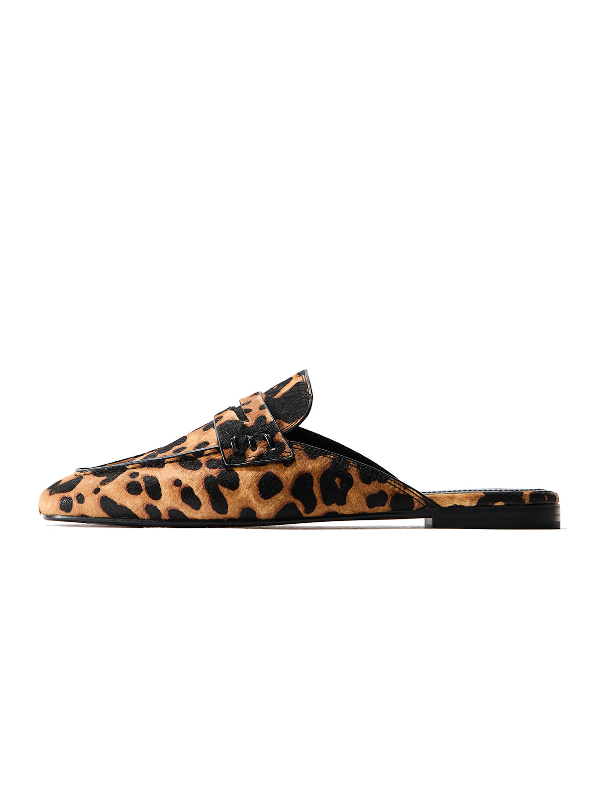 Leopard Print Pony Hair Vegan Leather Square-Toe Chic Loafers Flats