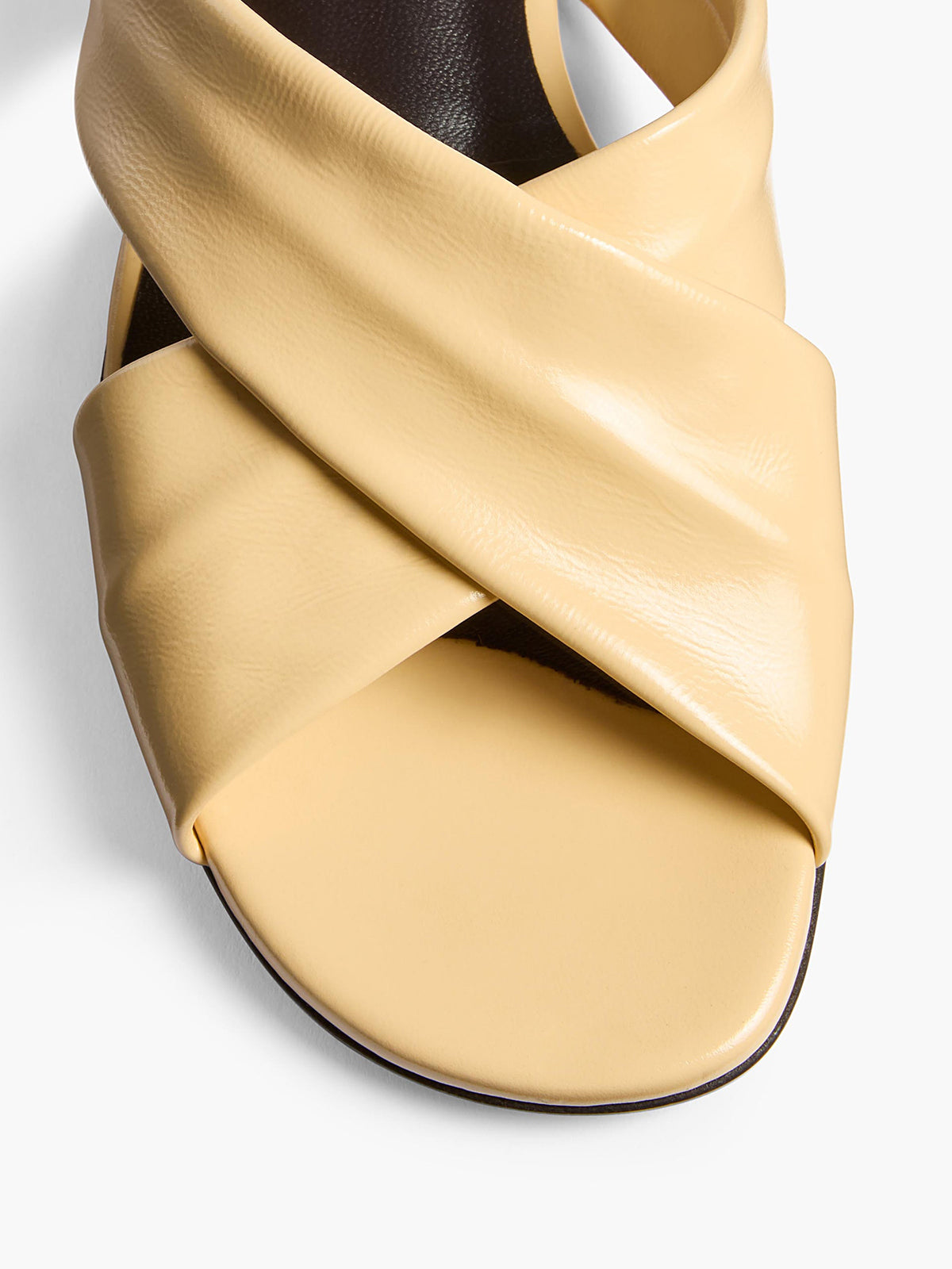 Yellow Square-Toe Cris-Crossed Straps Slip-On Flat Sandals