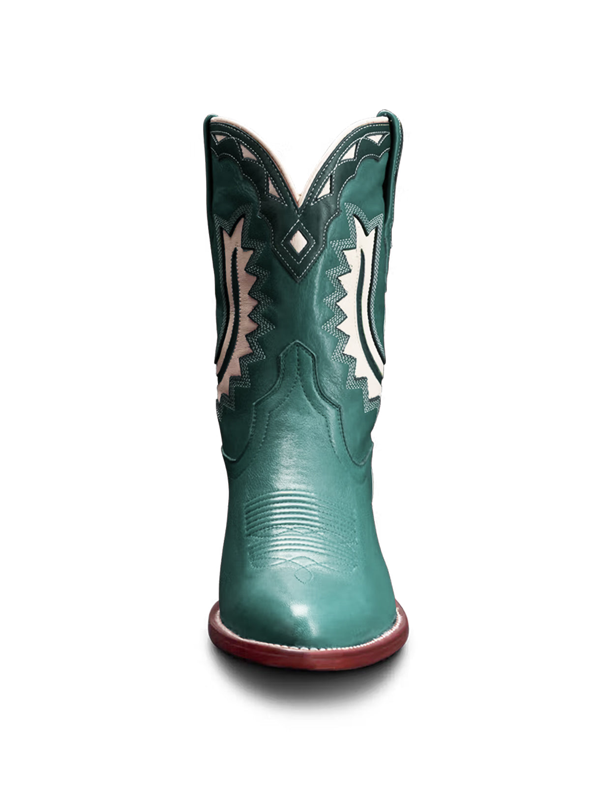 Turquoise Almond-Toe Horseshoe Inlay Cowgirl Ankle Boots