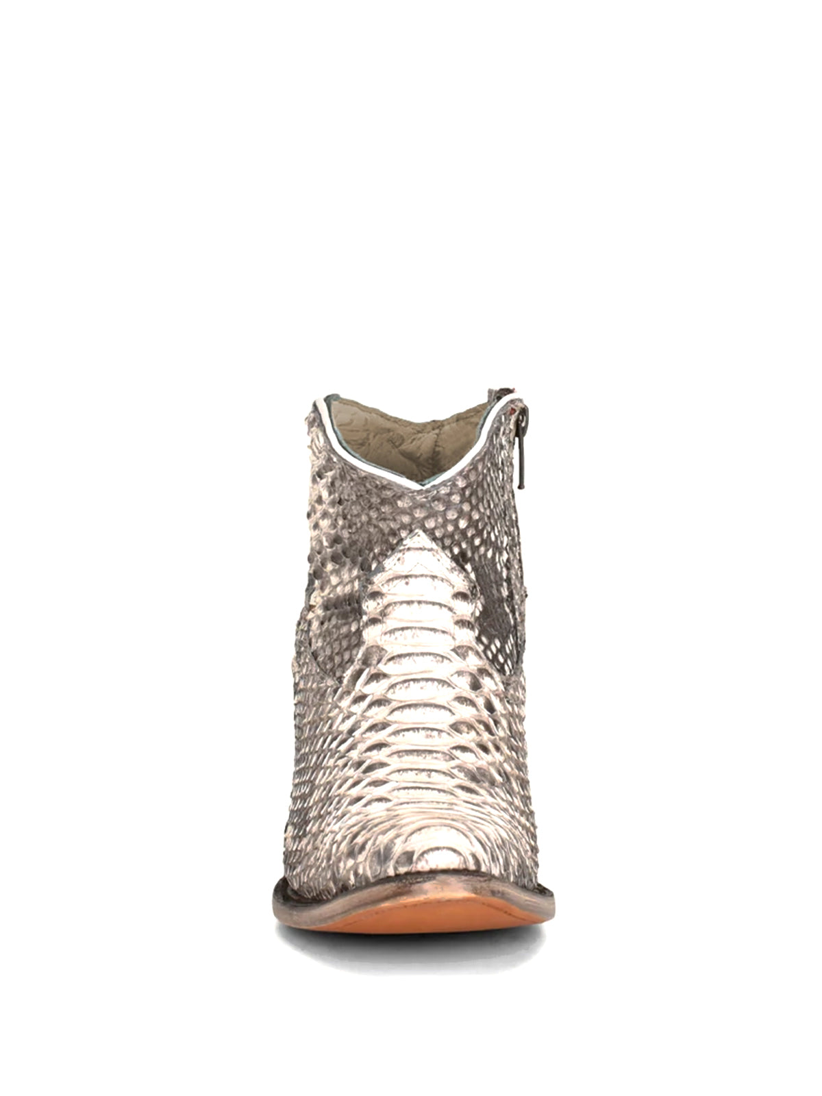 Snakeskin Almond-Toe Full-Zip Ankle Cowgirl Boots