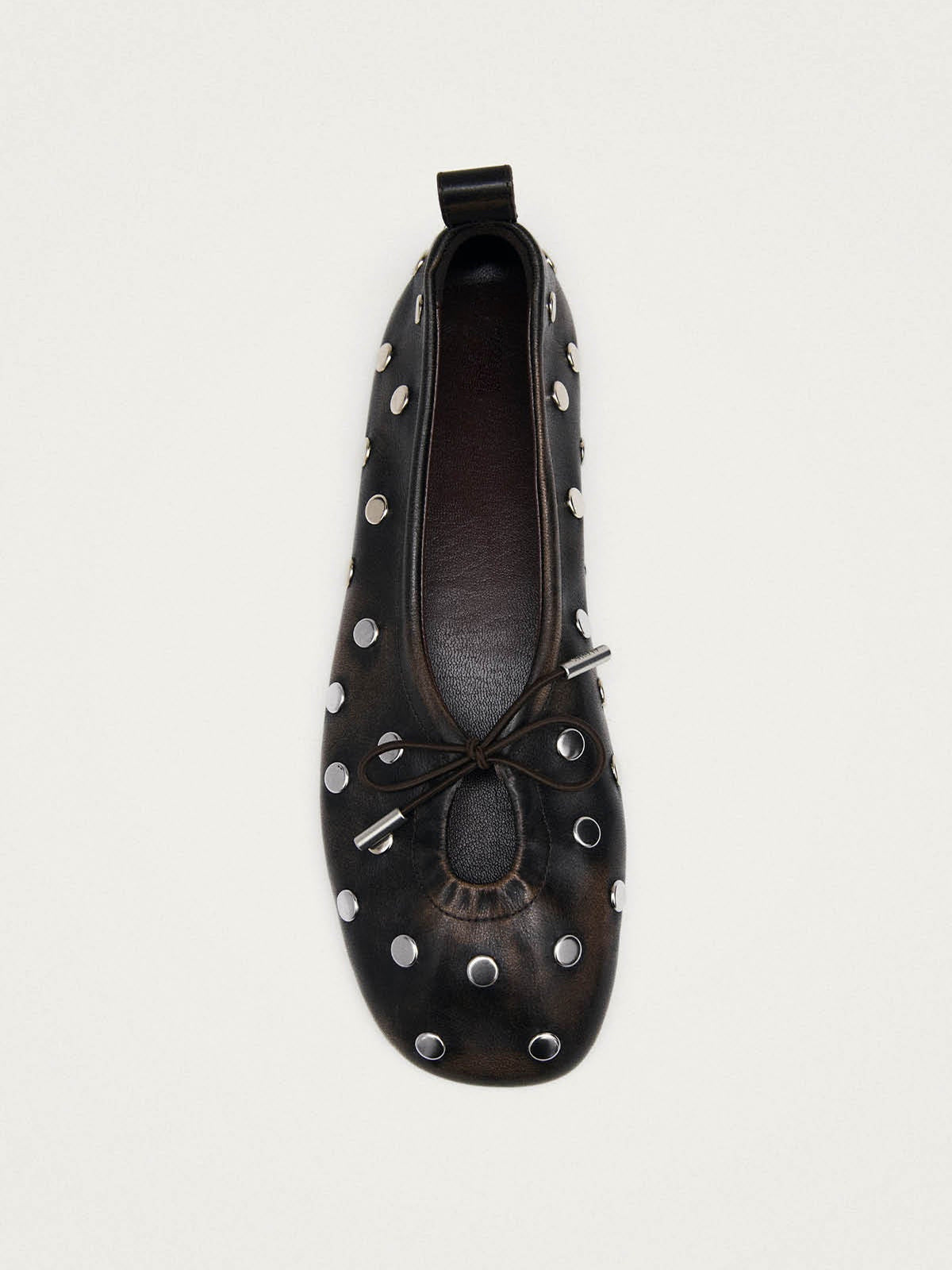Brown Square-Toe Full Studs Classic Slip-On Simple Flats