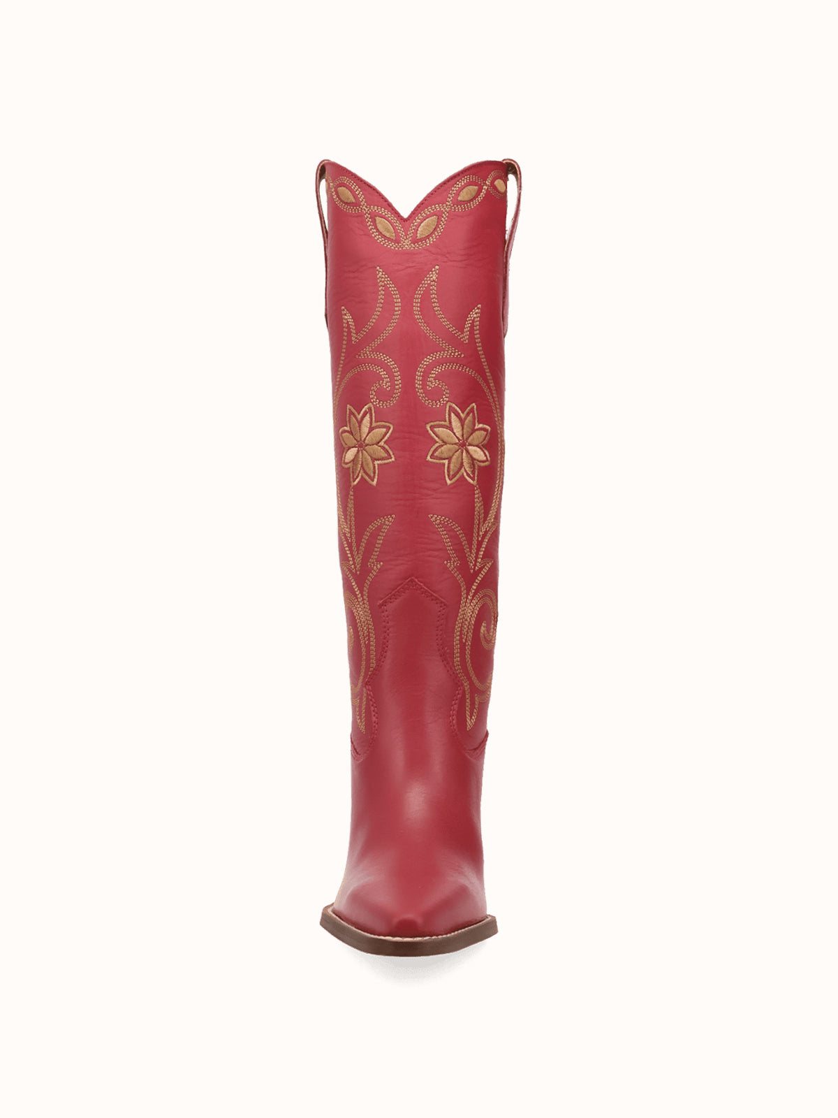 Snip-Toe Flowers And Chic Embroidery Wide Calf Knee High Cowgirl Boots - Pink