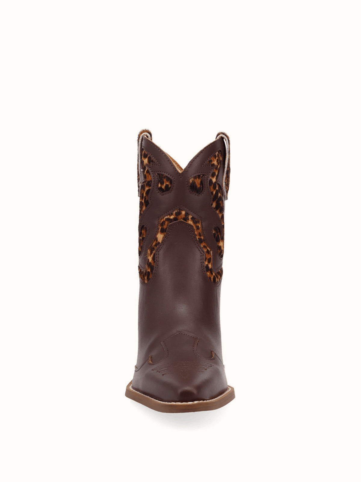 Chocolate And Leopard Pattern Snip-Toe Sleek Ankle Cowgirl Boots