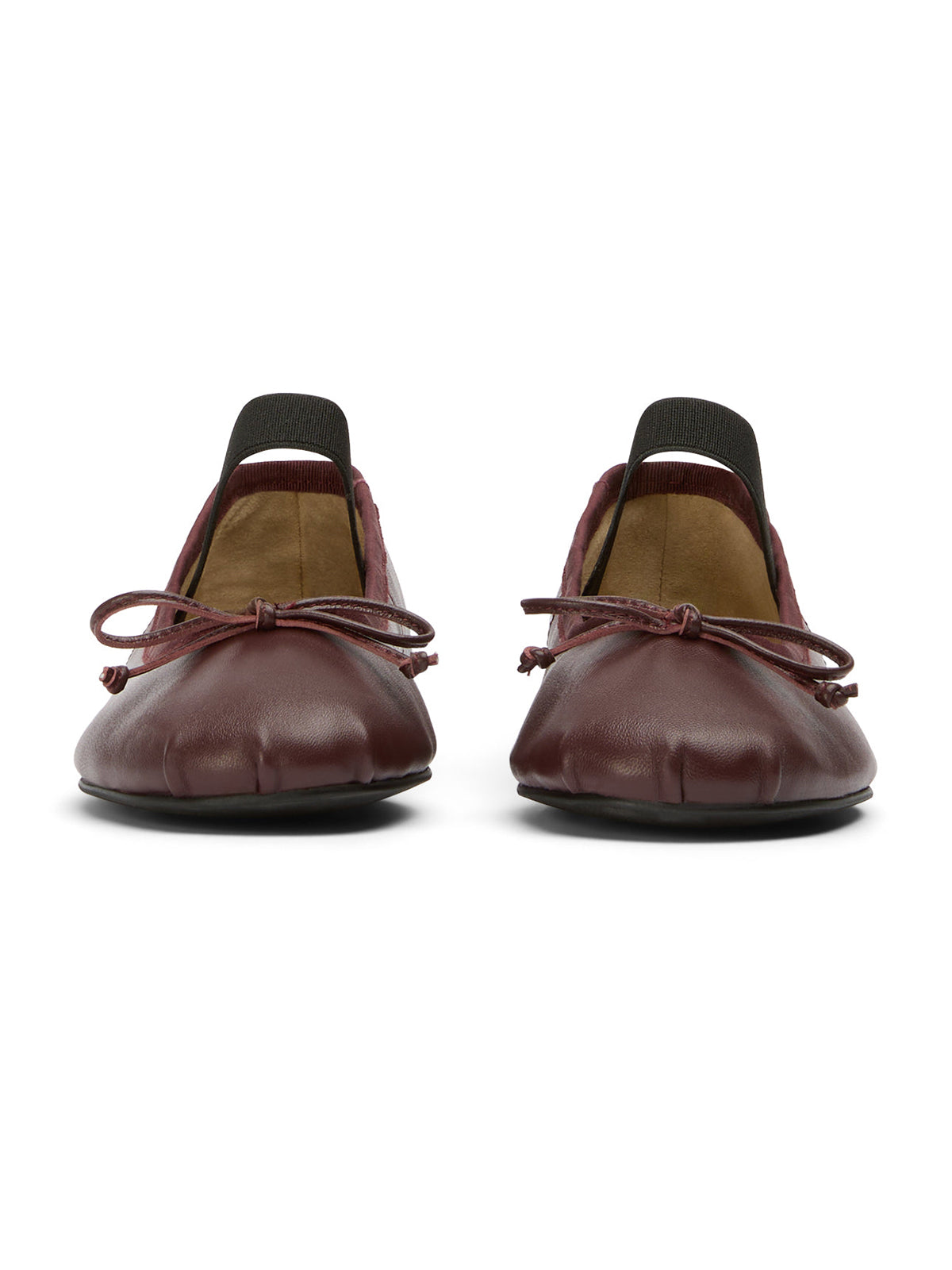 Burgundy Round-Toe Front Bow Mary Jane Stylish Ballet Flats