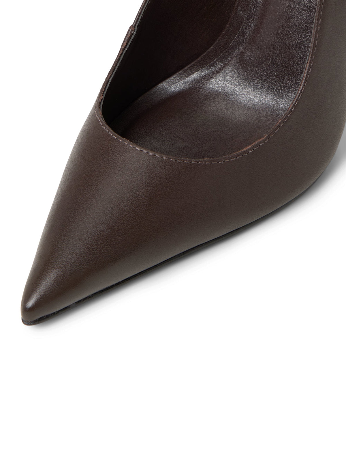 Dark Brown Pointed-Toe Classic Buckle Slingback High Heels