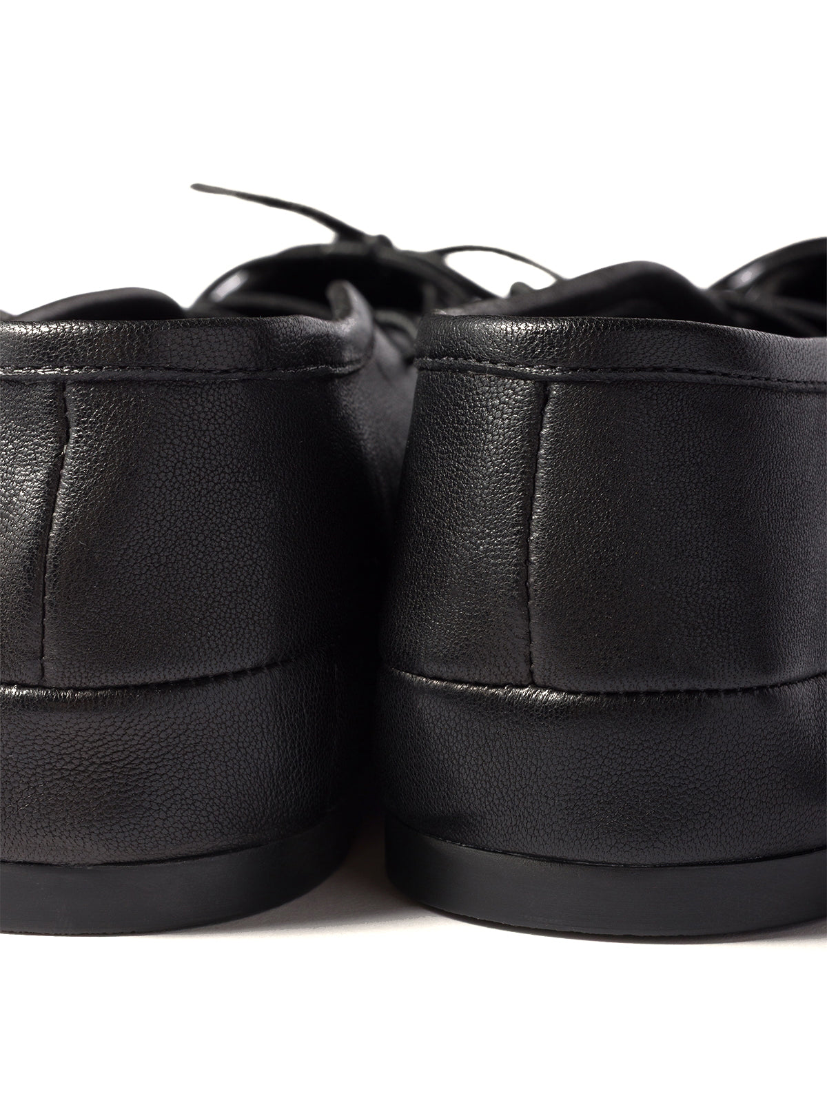 Black Round-Toe Chic Lace-Up Front Bow Slip-On Flats