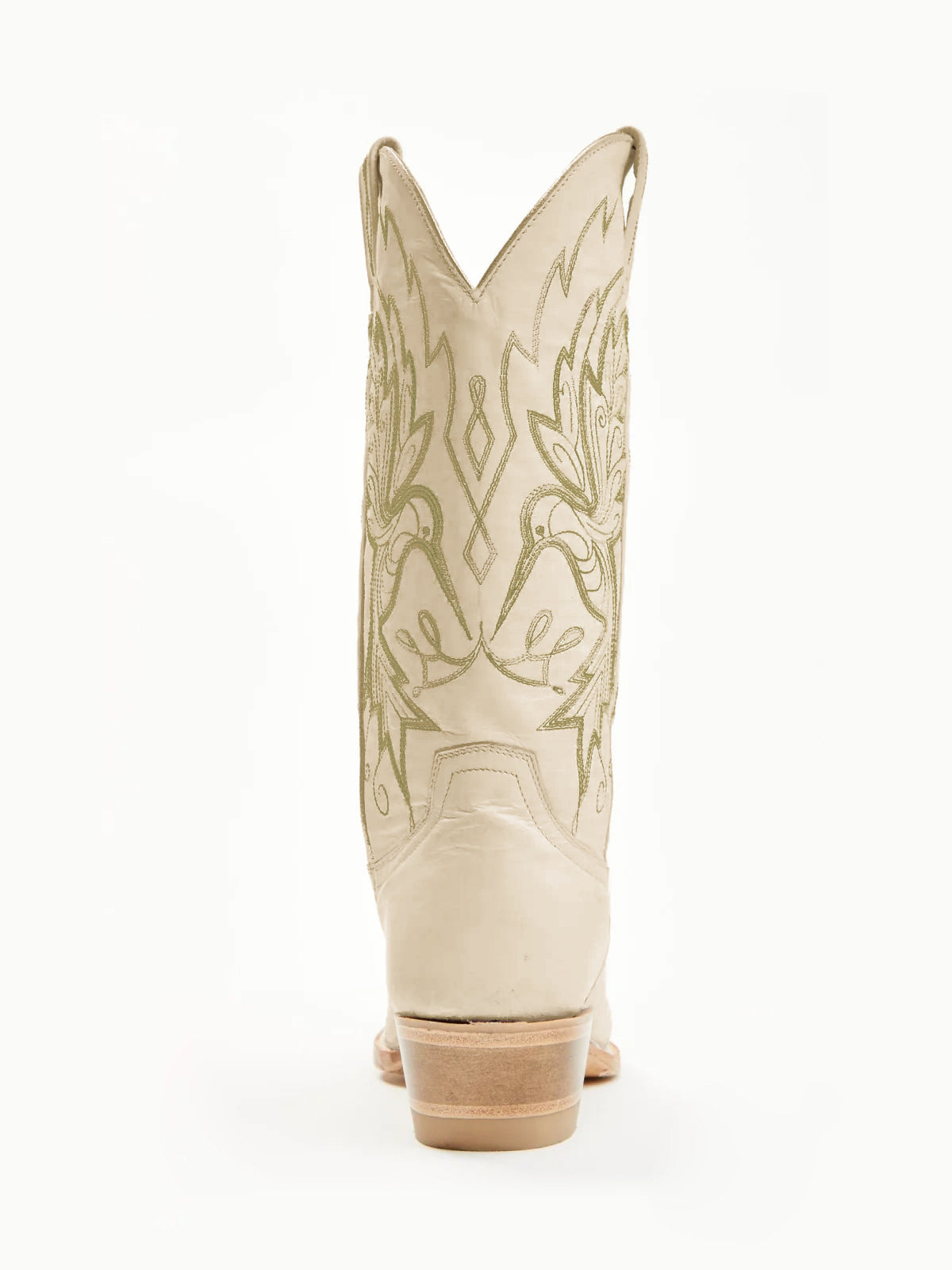 Beige Snip-Toe Vivid Bird Embroidery Mid Calf Cowgirl Boots