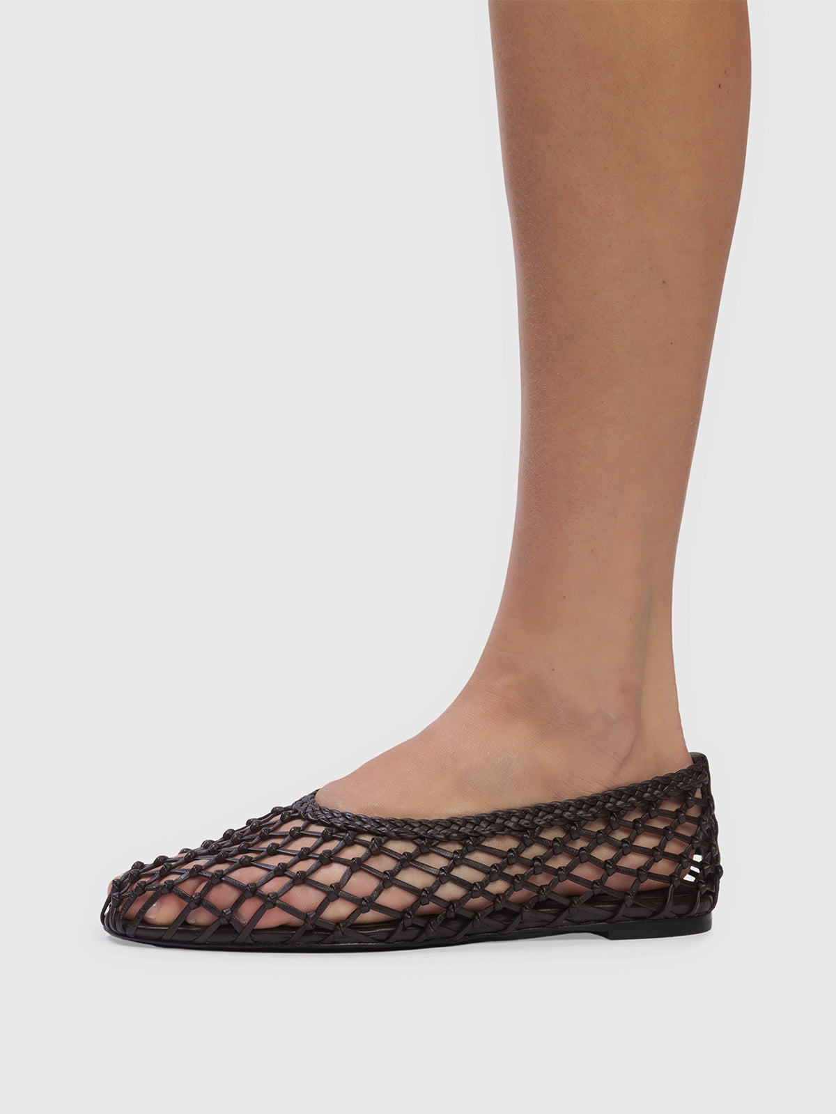 Black Woven Vegan Leather Square-Toe Simple Classic Flats
