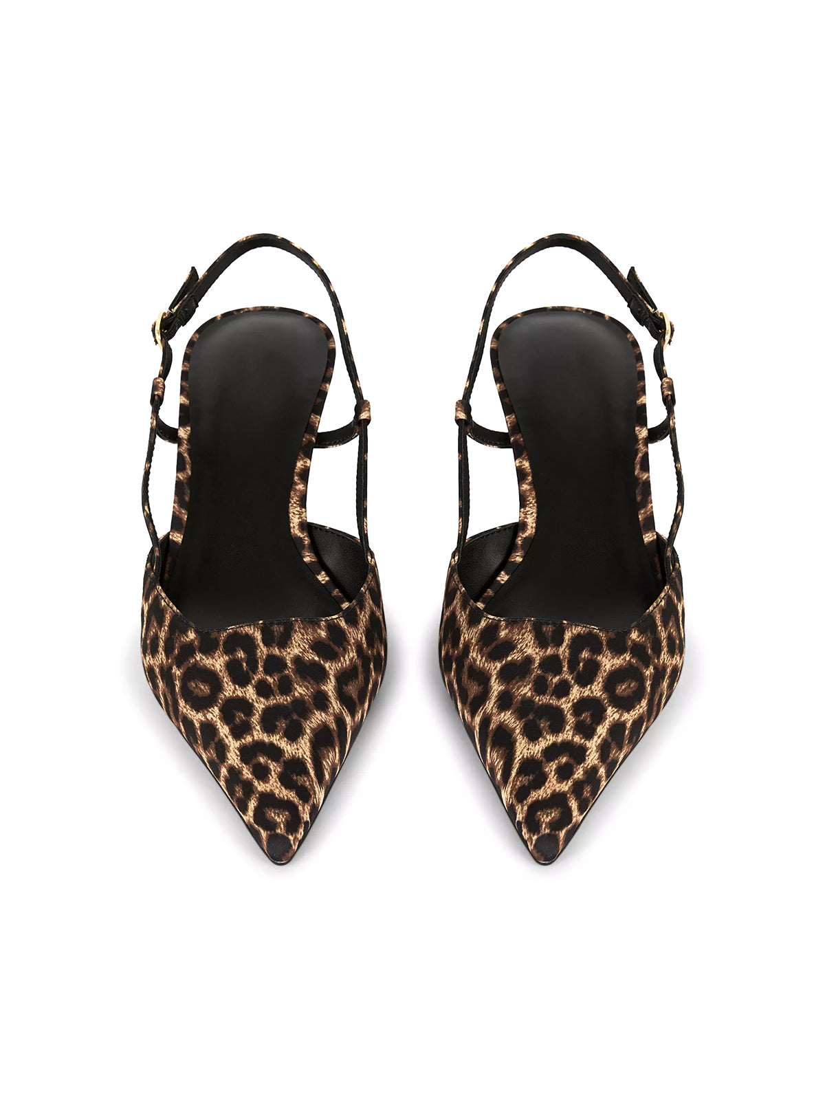 Leopard Faux Suede Pointed-Toe Slingback Kitten Heels