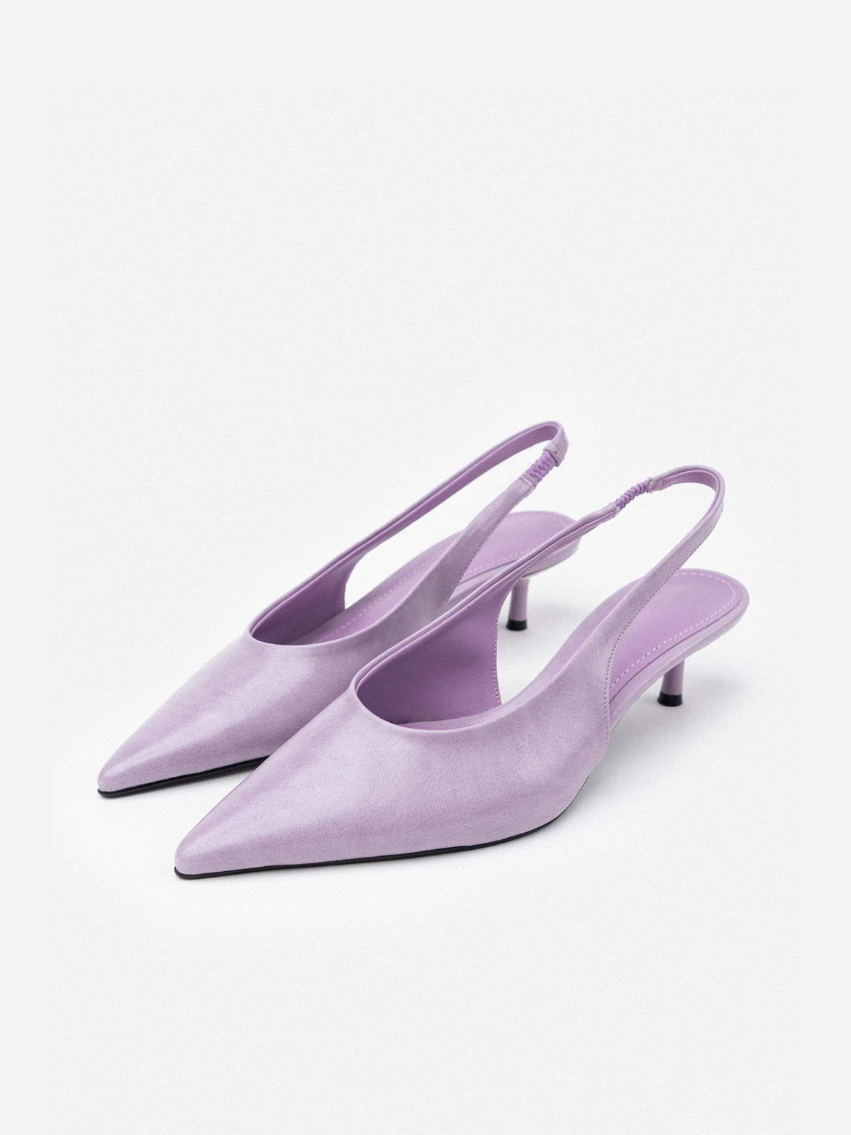Slingback Pointed-Toe Kitten Heels - Lavender