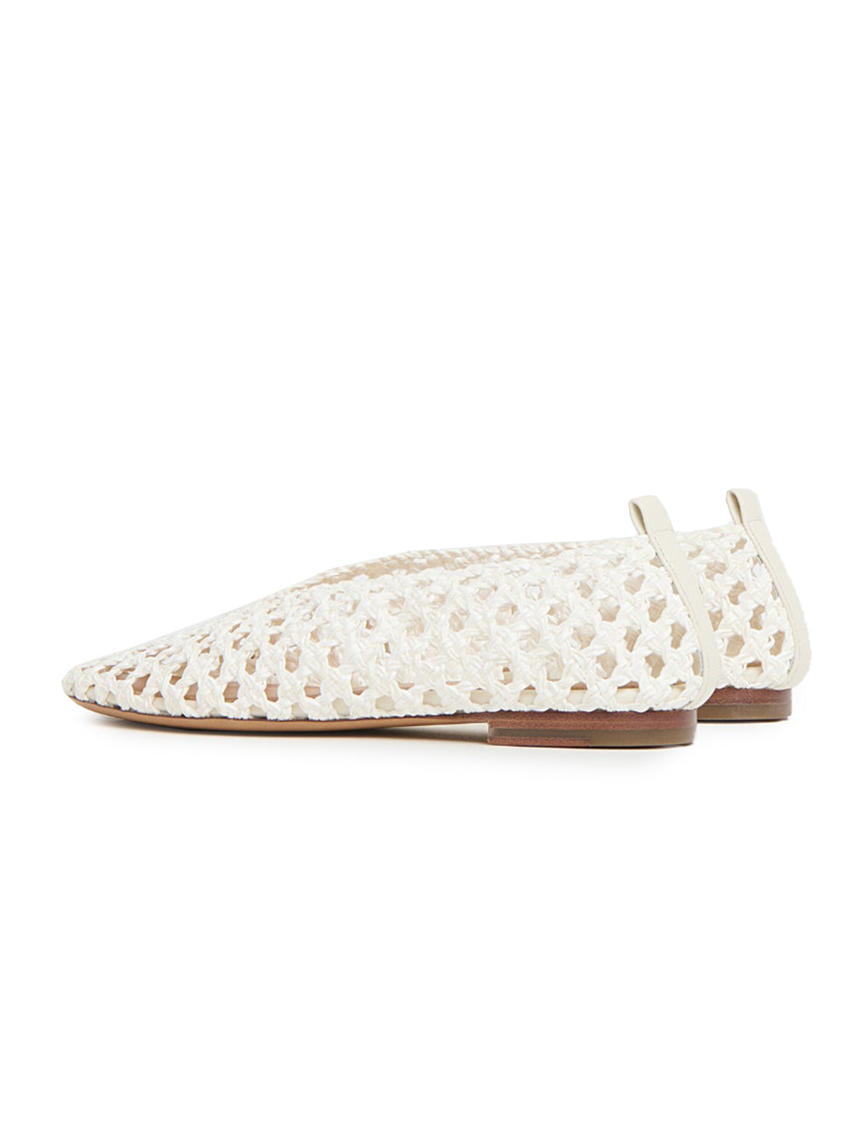 White Woven Vegan Leather Round-Toe Simple Slip-On Flats