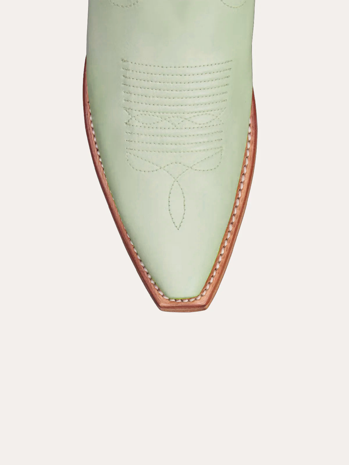 Mint Green Snip-Toe Embroidery White Heart Inlay Mid Calf Cowgirl Boots