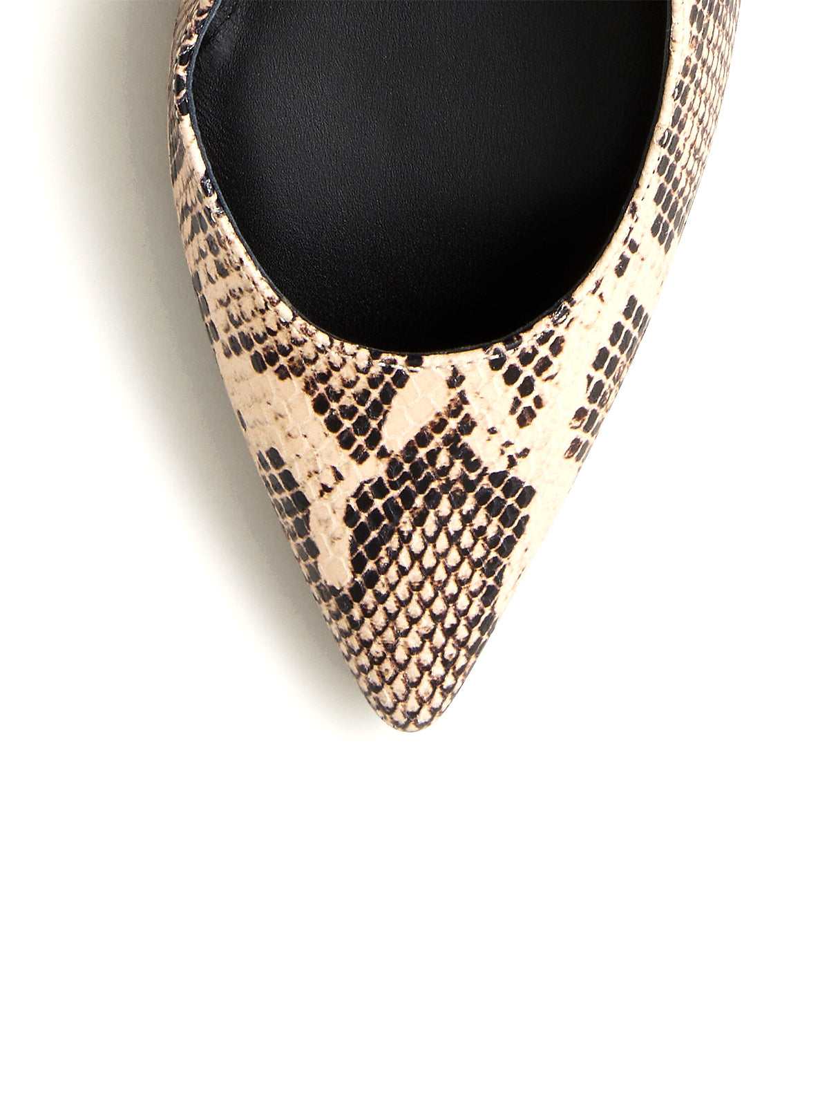 Snakeskin Print Pointed-Toe Mary Jane And Back Strap Kitten Heels
