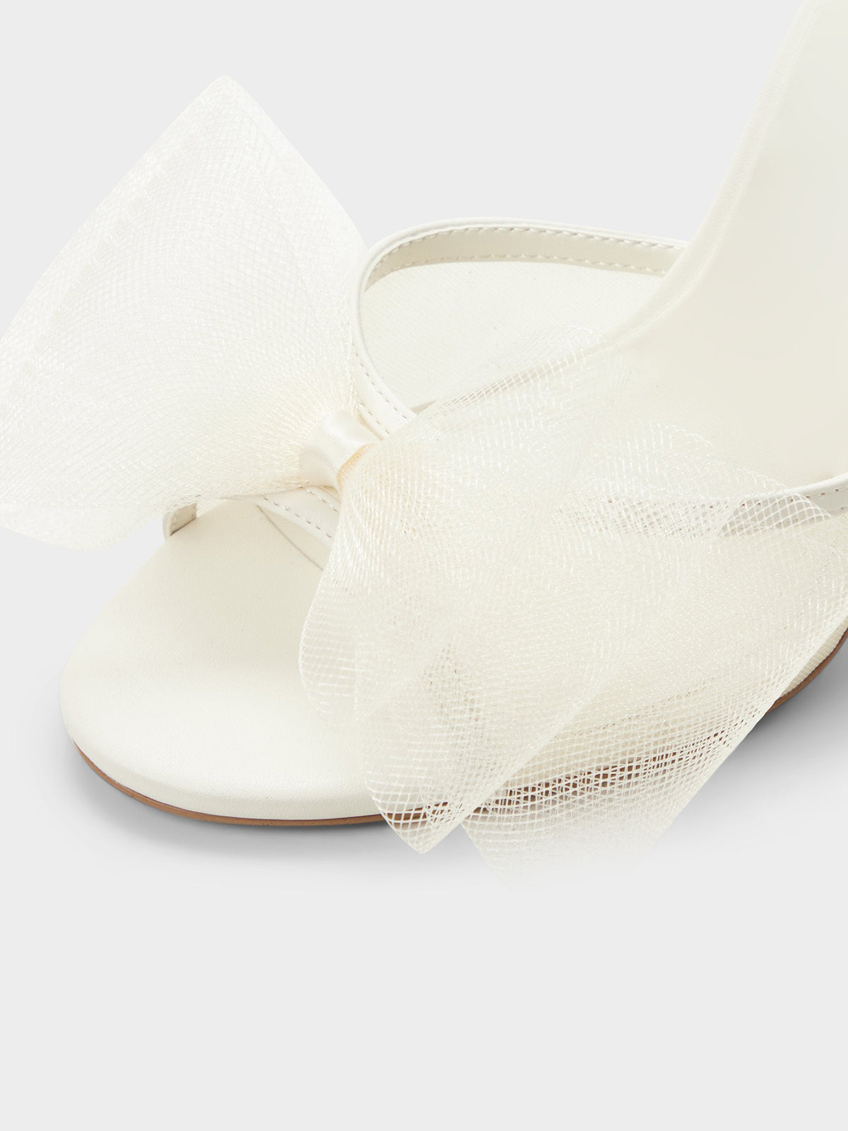 Bone Mesh Pointed-Toe Front Big Bow Slip-On Chic High Heels