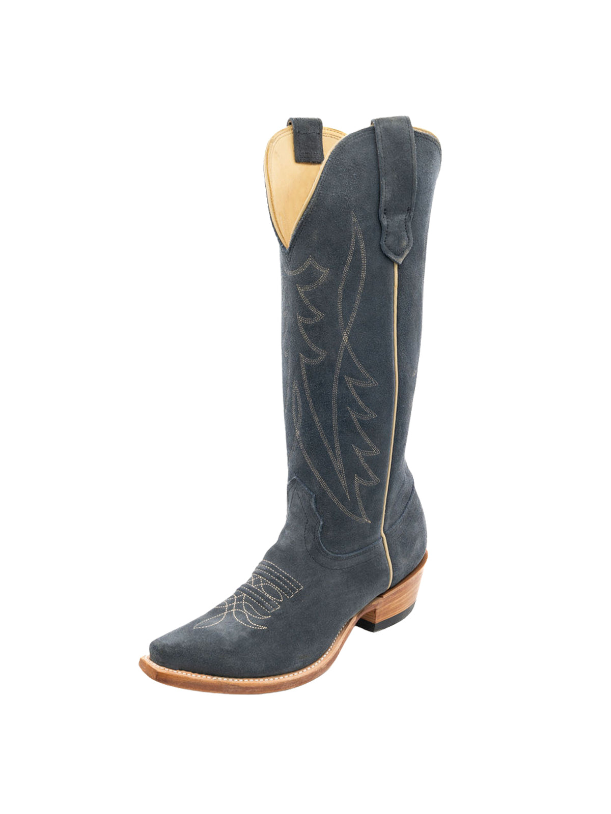 Purple Snip-Toe Classic Embroidery Sleek Mid Calf Cowgirl Boots