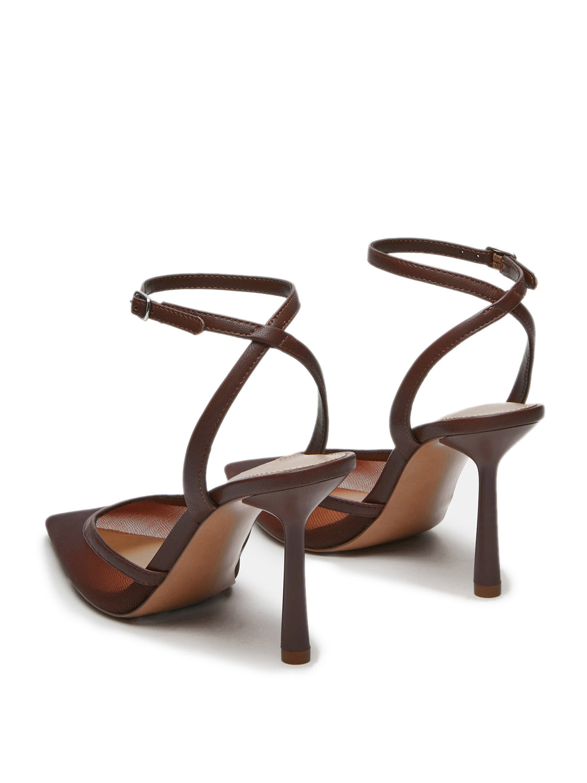 Mesh Pointed-Toe Ankle Strap Pumps High Heels - Green