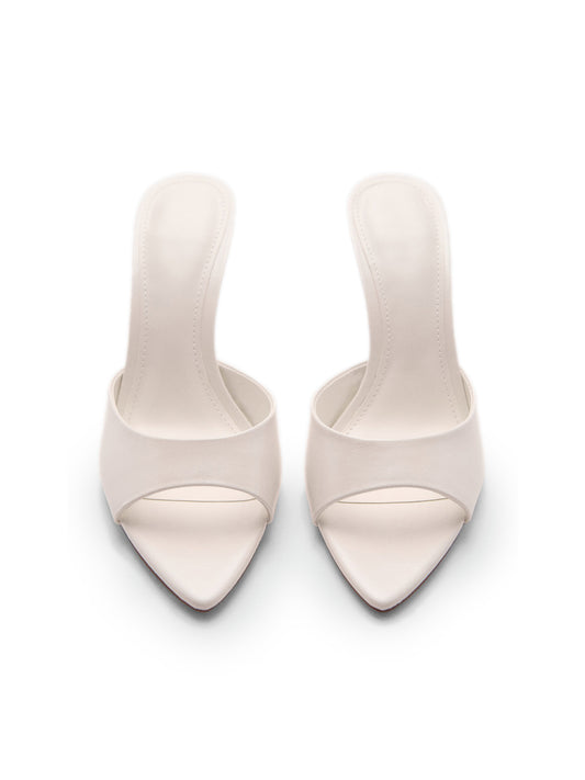 White Pointed-Toe Simple High Heels Sandals