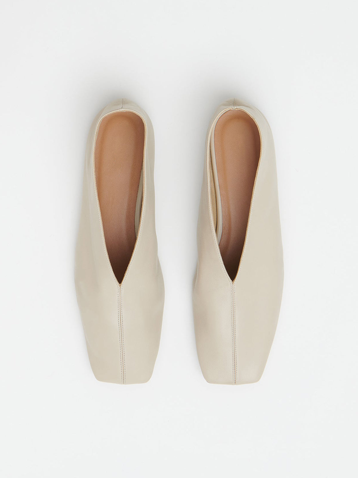 Bone Square-Toe V-Cut Vamp Simple Flats
