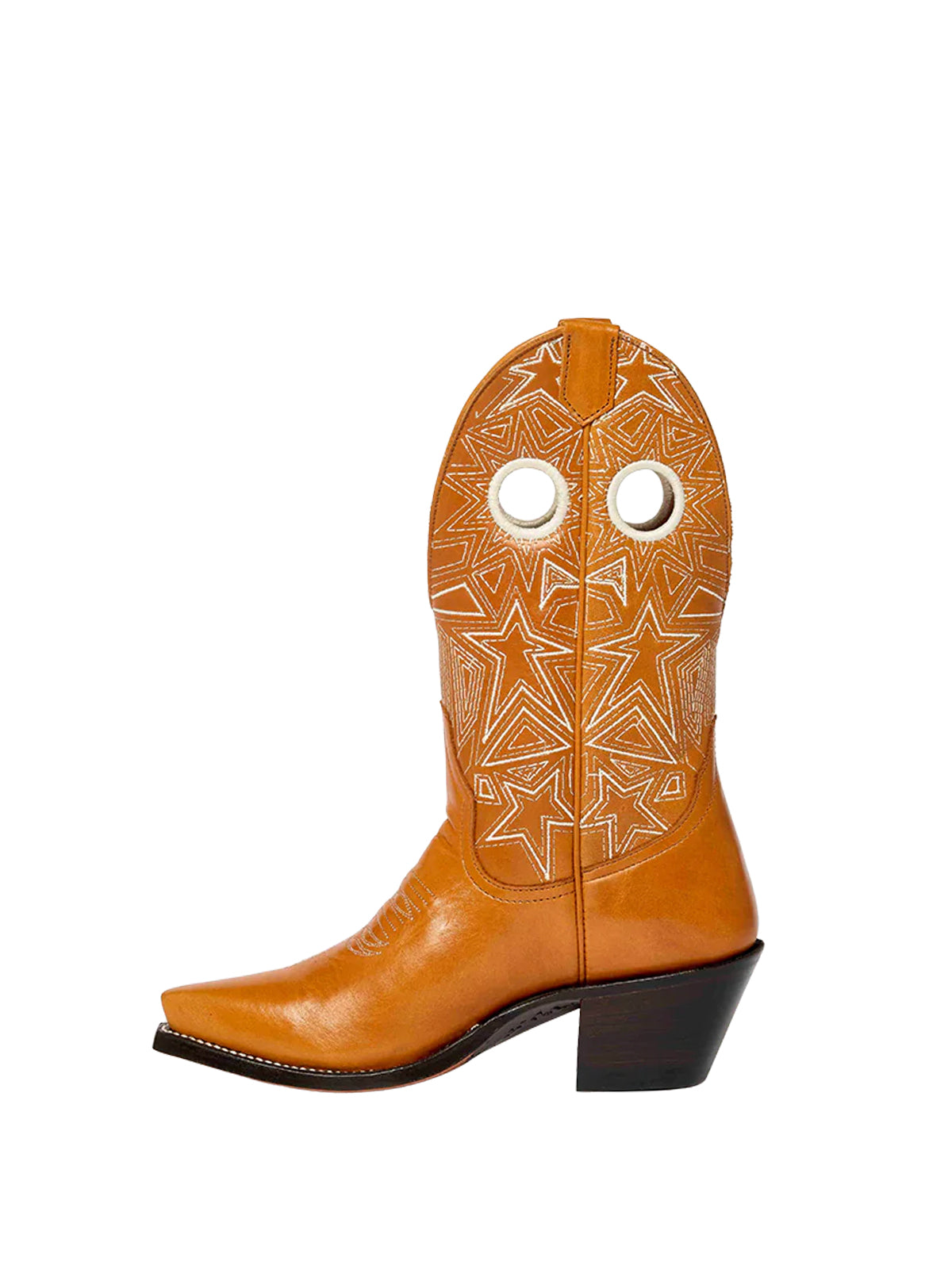 Sienna Snip-Toe Cut-Out Stars Stitch Mid Calf Cowgirl Boots