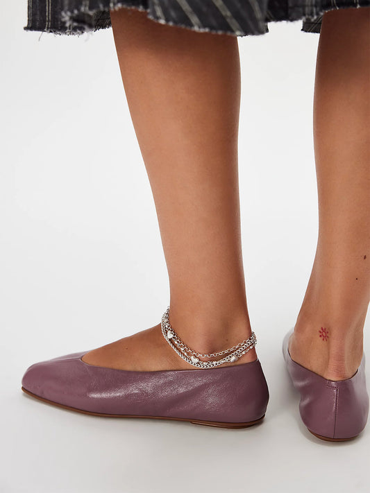Classic Square-Toe Slip-On Flats - Purple