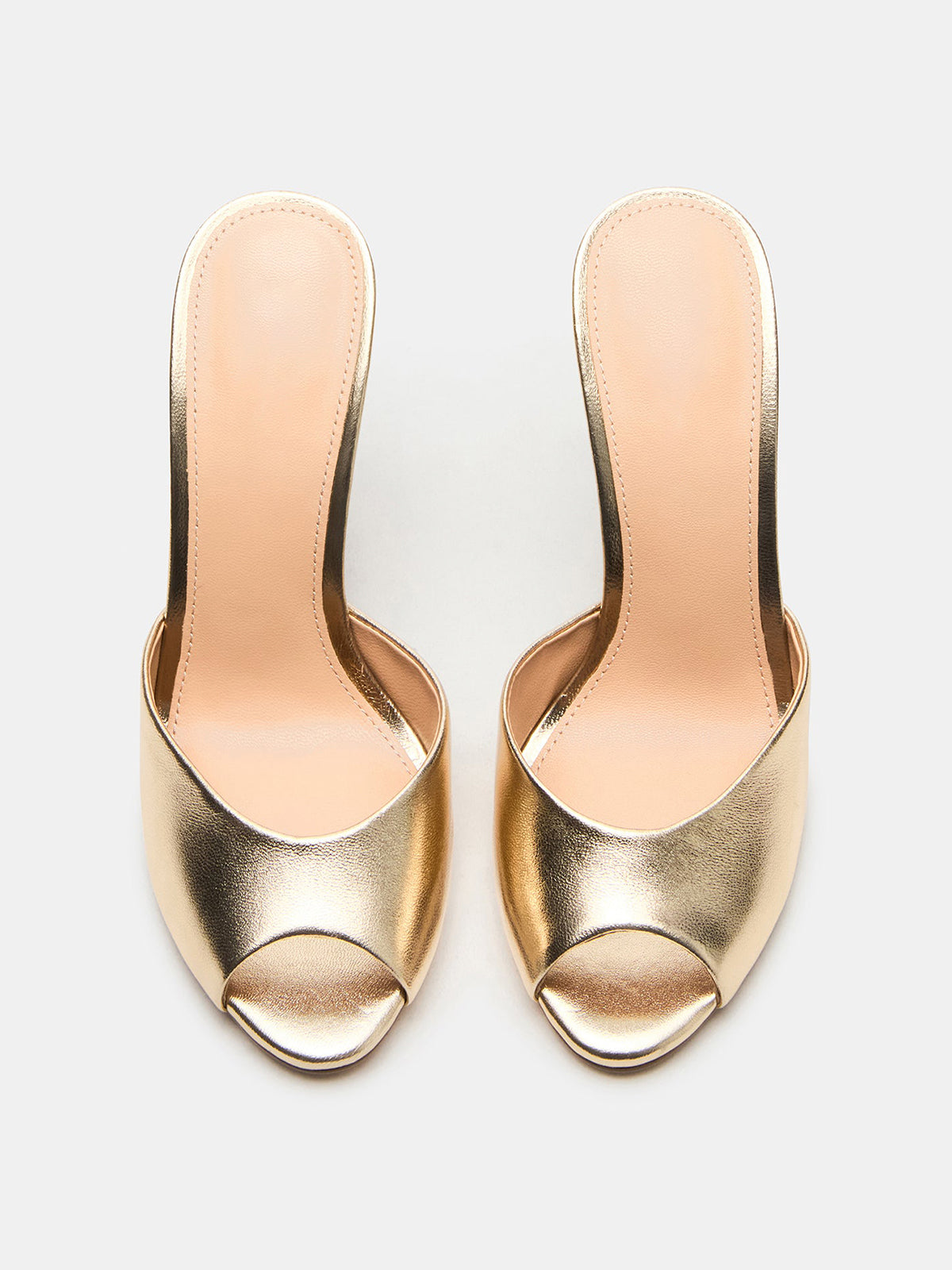 Round-Toe Slip-On High Stiletto Heels Pumps - Metallic Gold