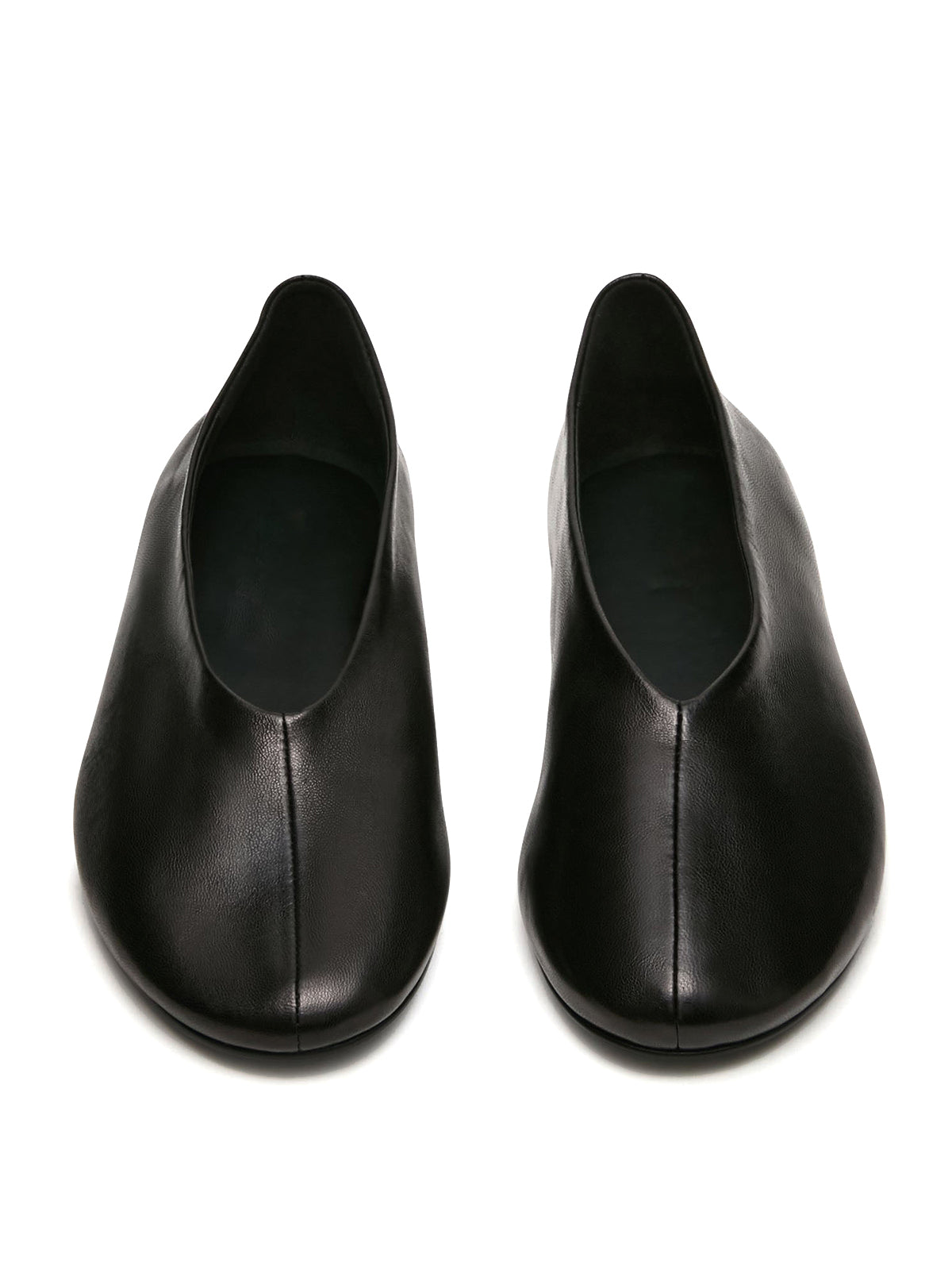 Simple Round-Toe Slip-On Ballet Flats - Black